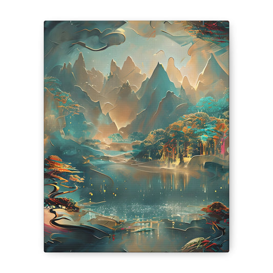 Misty Horizon - Tranquil Landscape Vertical Wall Art in Cool Neutrals