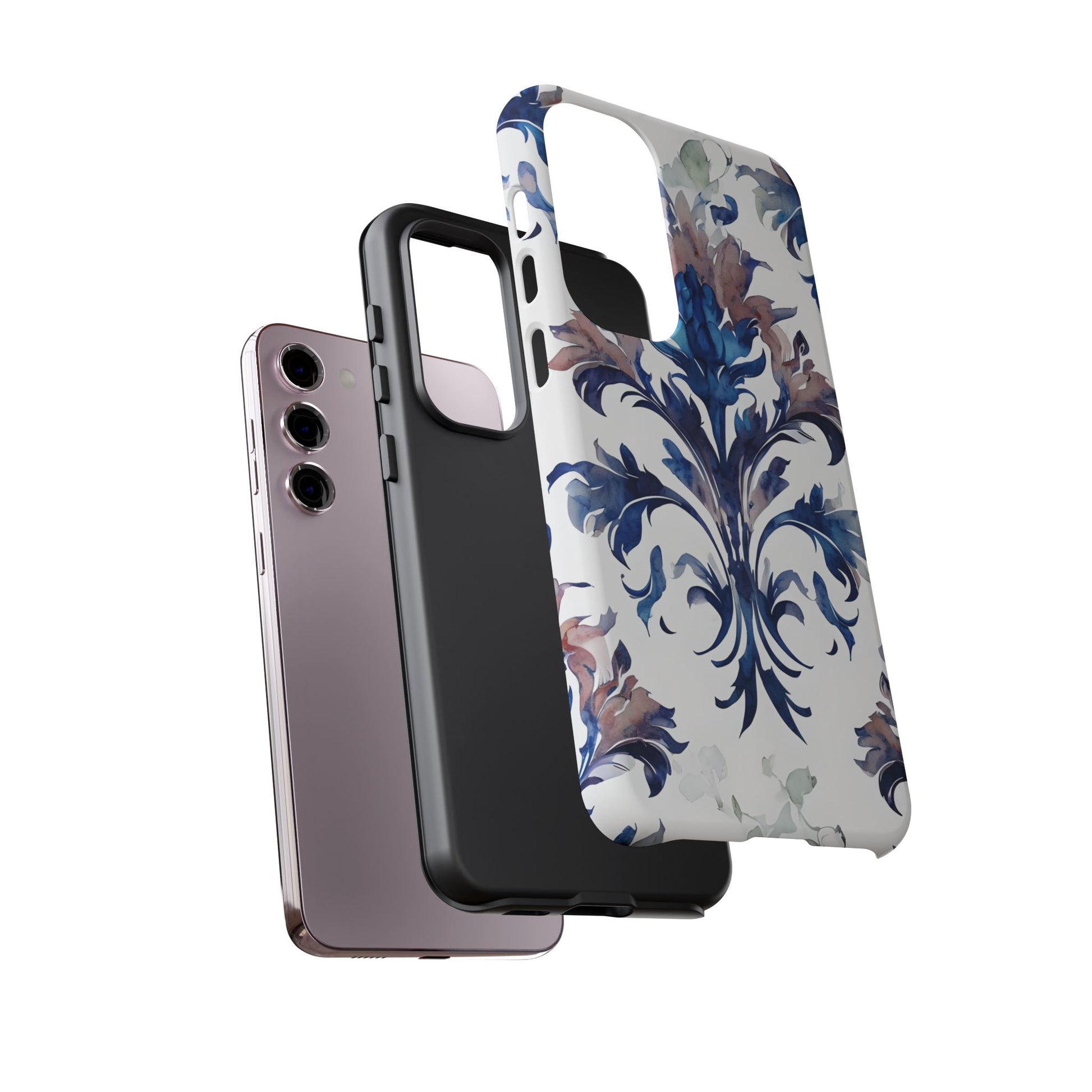 Delft Reverie - Elegant Blue & White Samsung S23 Plus Tough Phone Case - Dutch Delftware-Inspired Floral Design