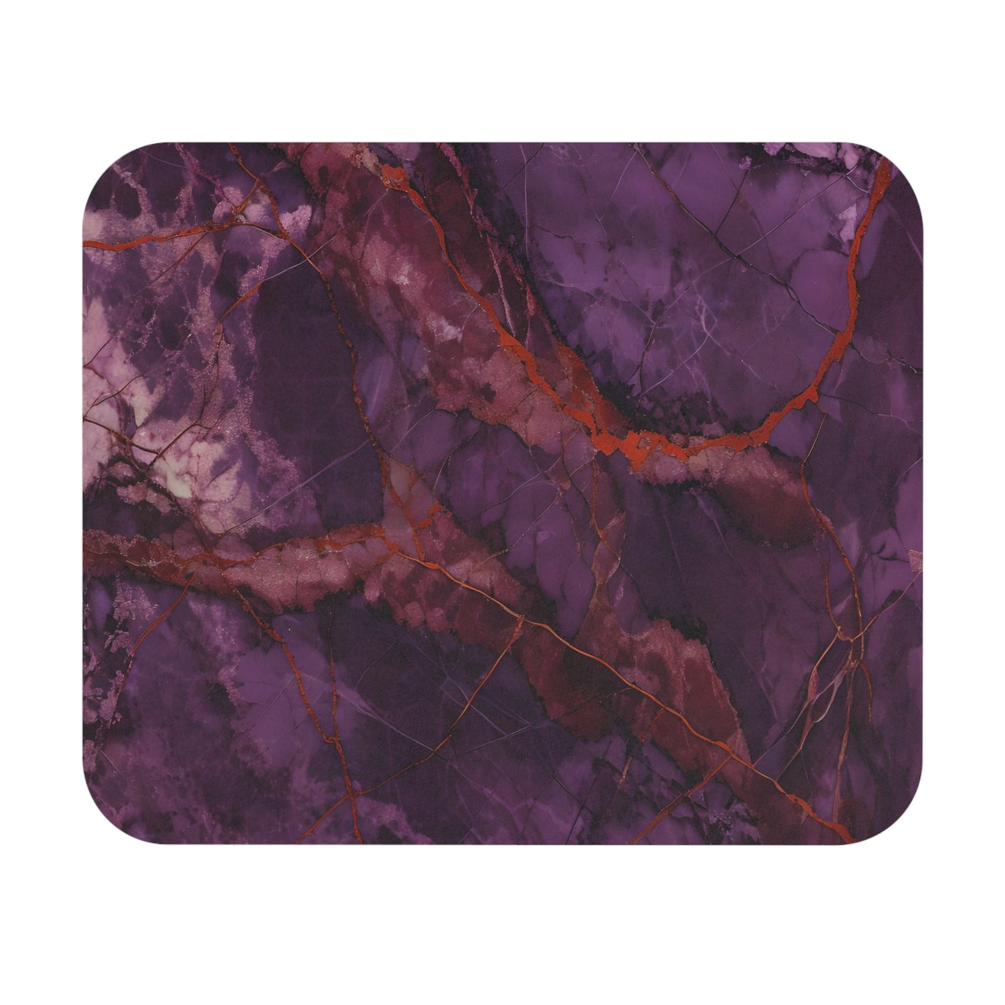 Amethyst Current mouse pad featuring flowing red and purple marble design