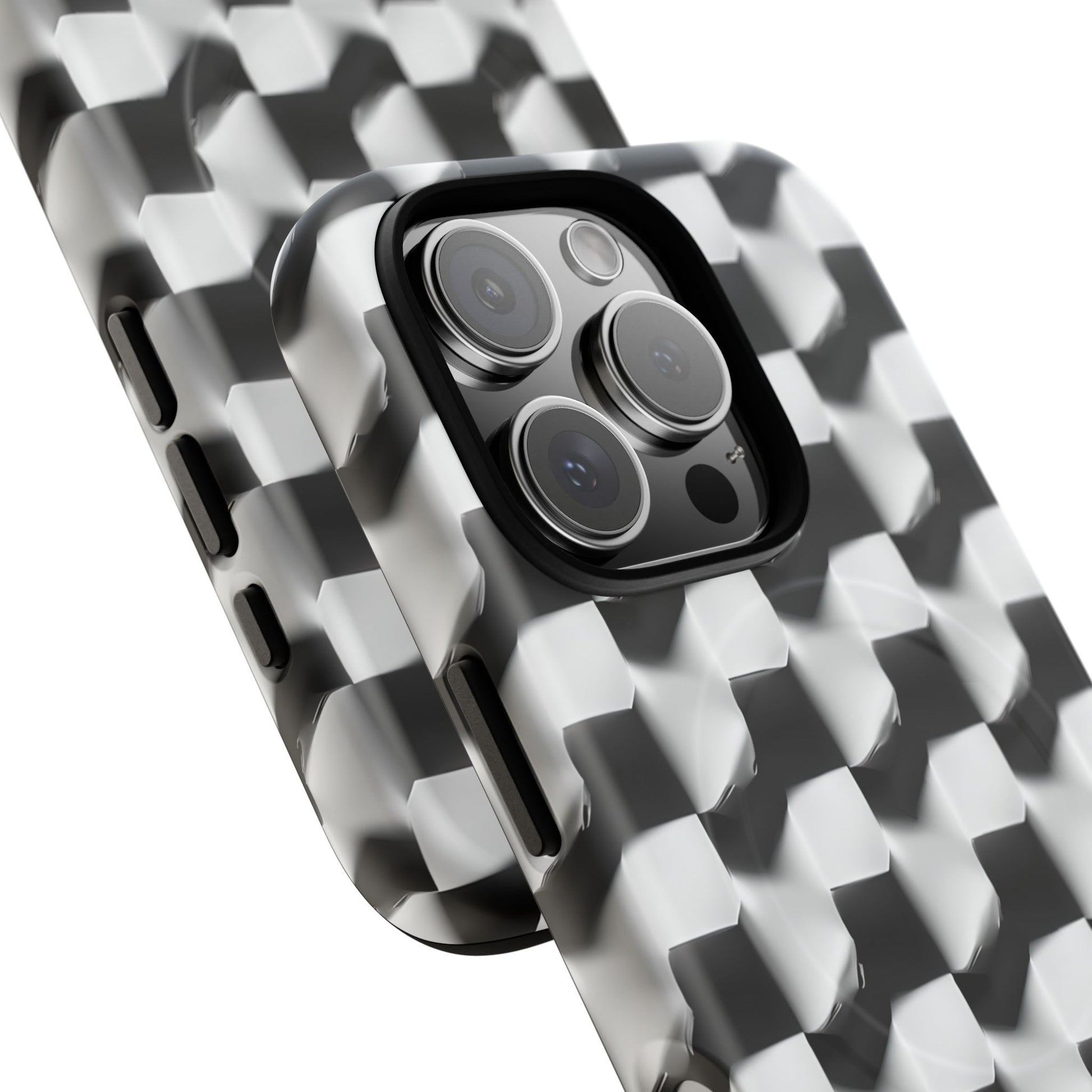 Monochrome Grid - iPhone 16 Pro MagSafe Phone Case - Bold, Modern Black & White Design