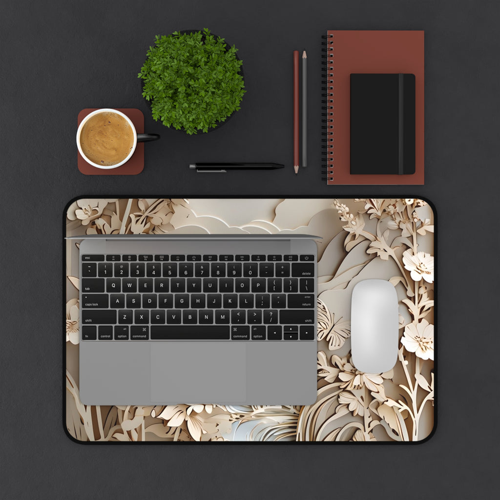 Moonlit Garden Desk Mat - Premium Office Desk Pad, 3 Sizes Available, Textured Illusion on a Smooth Surface