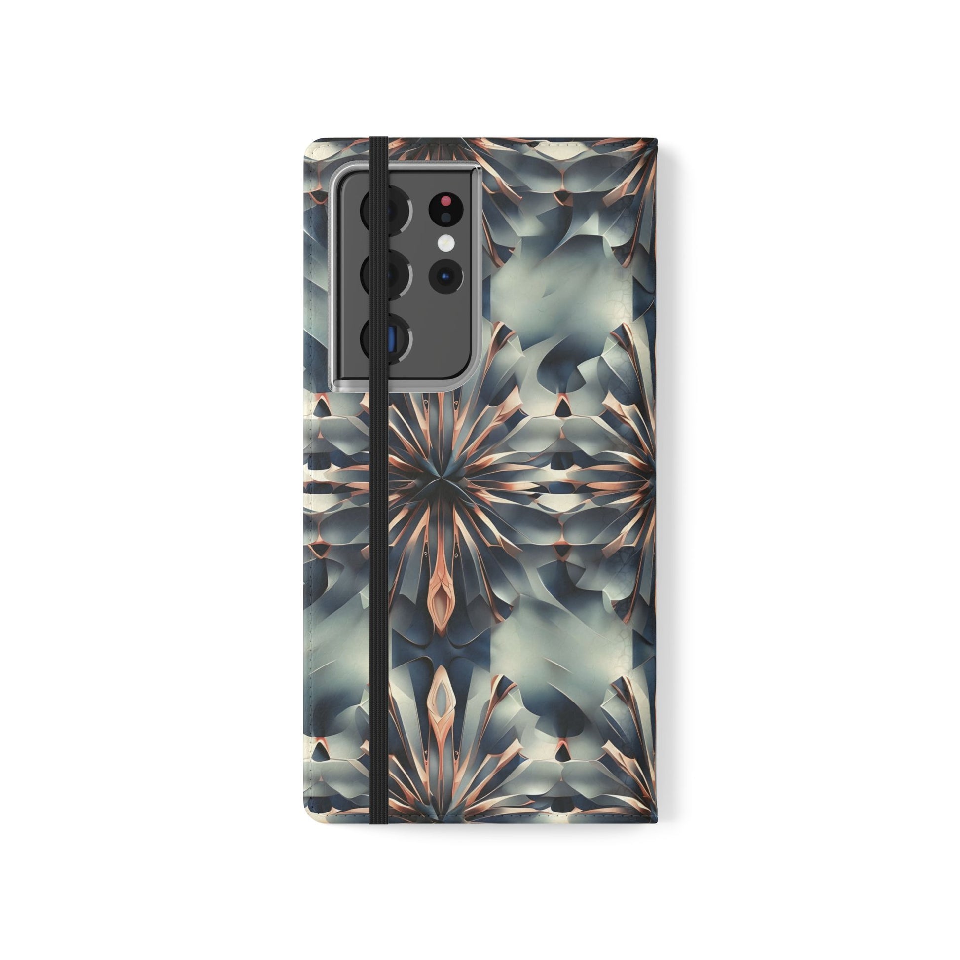 Obsidian Kaleidoscope Samsung Galaxy S21 Ultra Wallet Case - Elegant Abstract Flip Cover with Card Slots