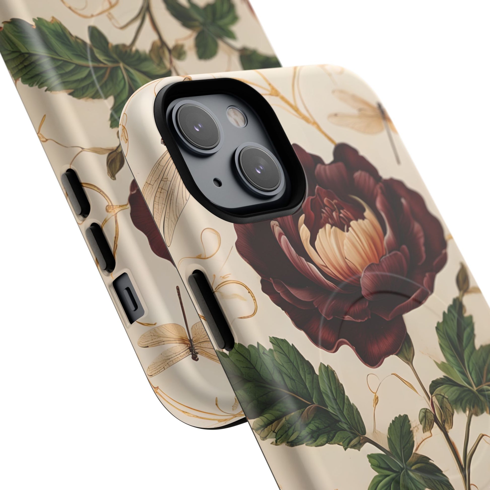 Vintage Burgundy Rose - Elegant Floral iPhone 14 Plus Phone Case - Classic Painterly Rose Design