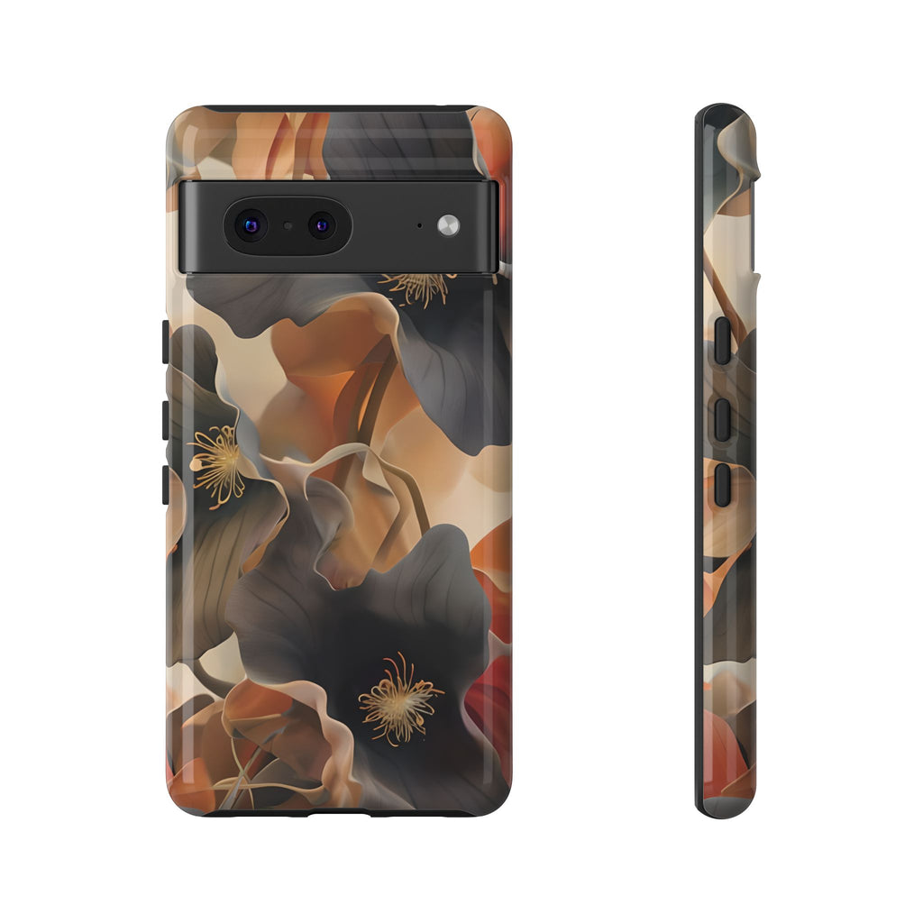 Autumn Ember - Moody Floral Art Google Pixel 7 Tough Phone Case - Warm Earthy Botanical Design