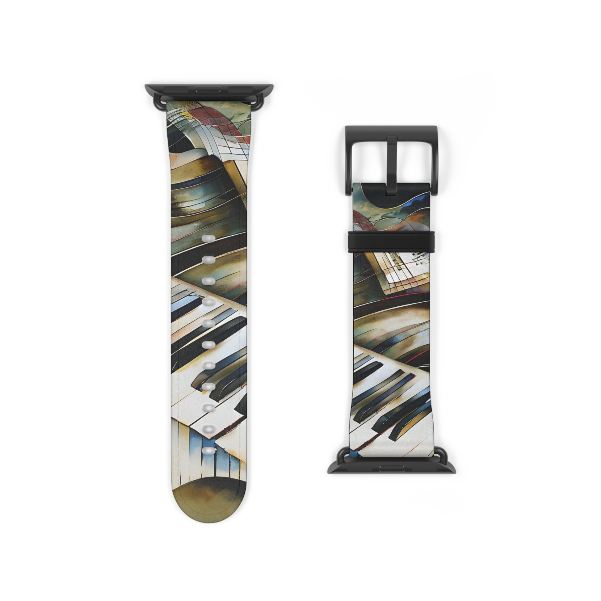 Ivory Cascade Apple Watch Band Strap - Artistic Piano Key Print Strap