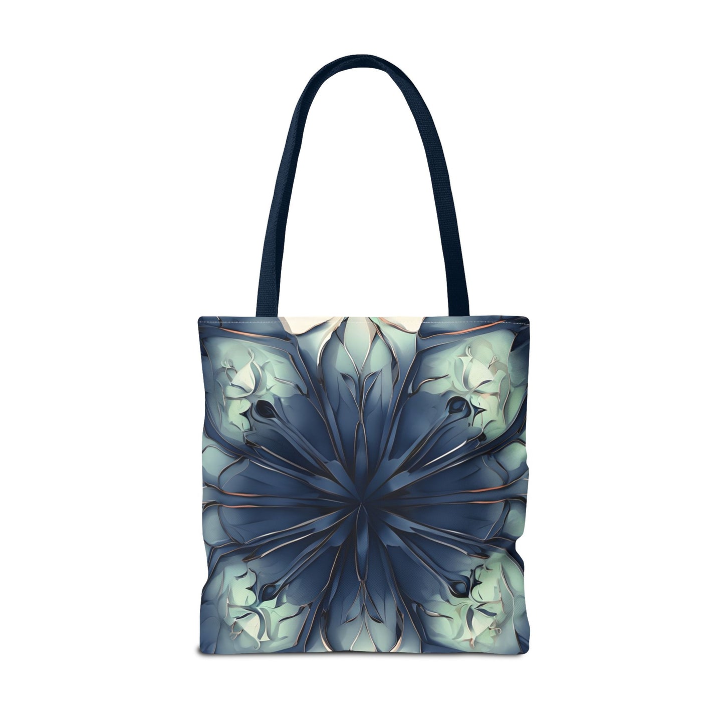 Indigo Mosaic Tote (16x16 & 18x18)- Abstract Floral in Deep Blue, Reusable & Eco-Friendly