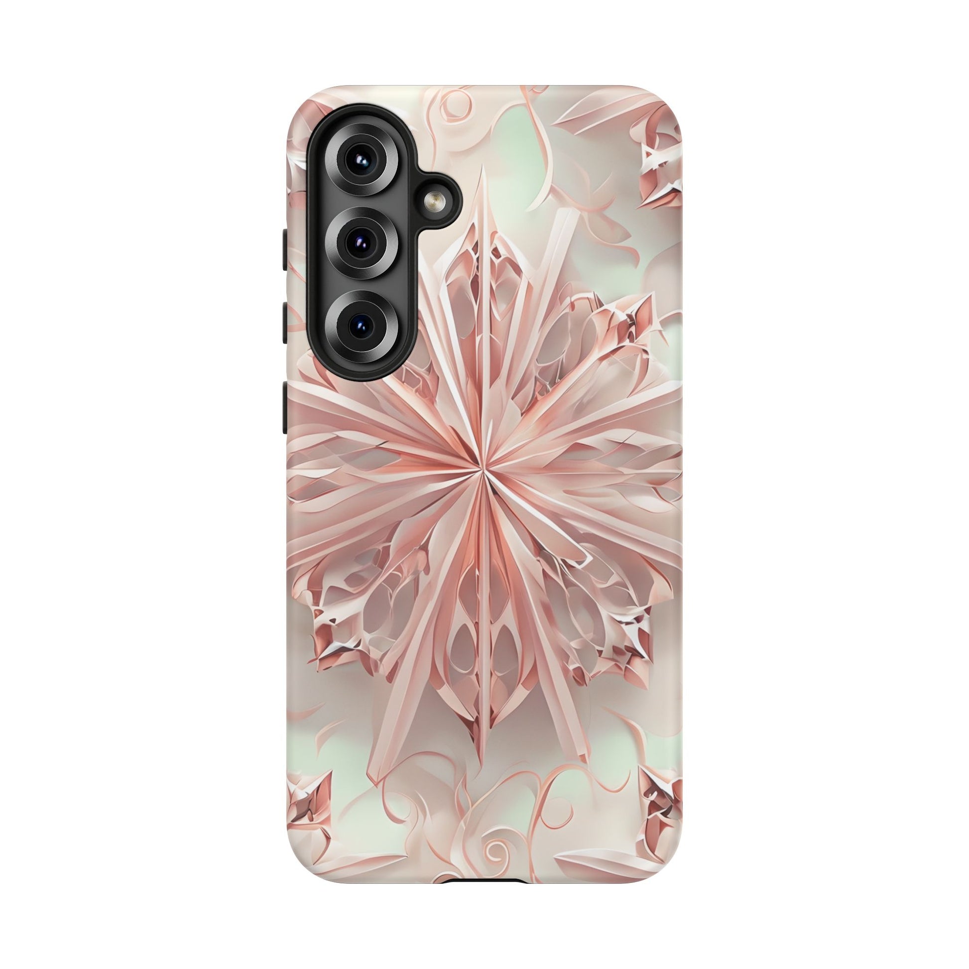 Blush Frost from our Kaleidoscope Collection - Samsung Galaxy S25 Plus tough case - Soft Pink Geometric Floral Design