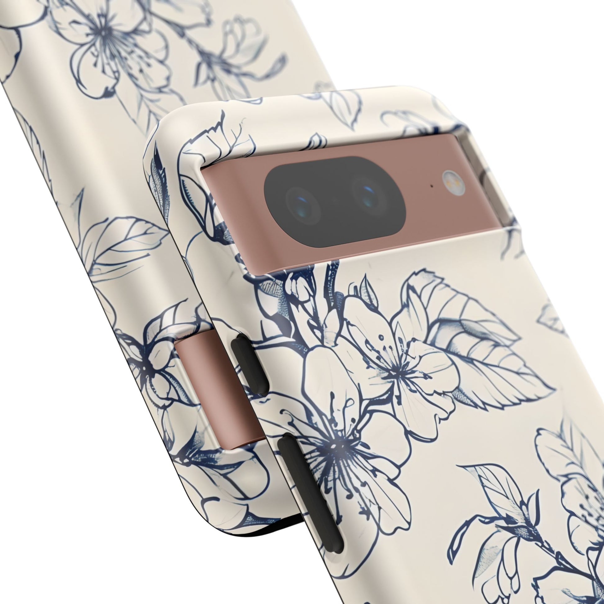 Blossom Sketch - Artistic Blue Floral Google Pixel 8 - Tough Phone Case - Hand-Drawn Botanical Design