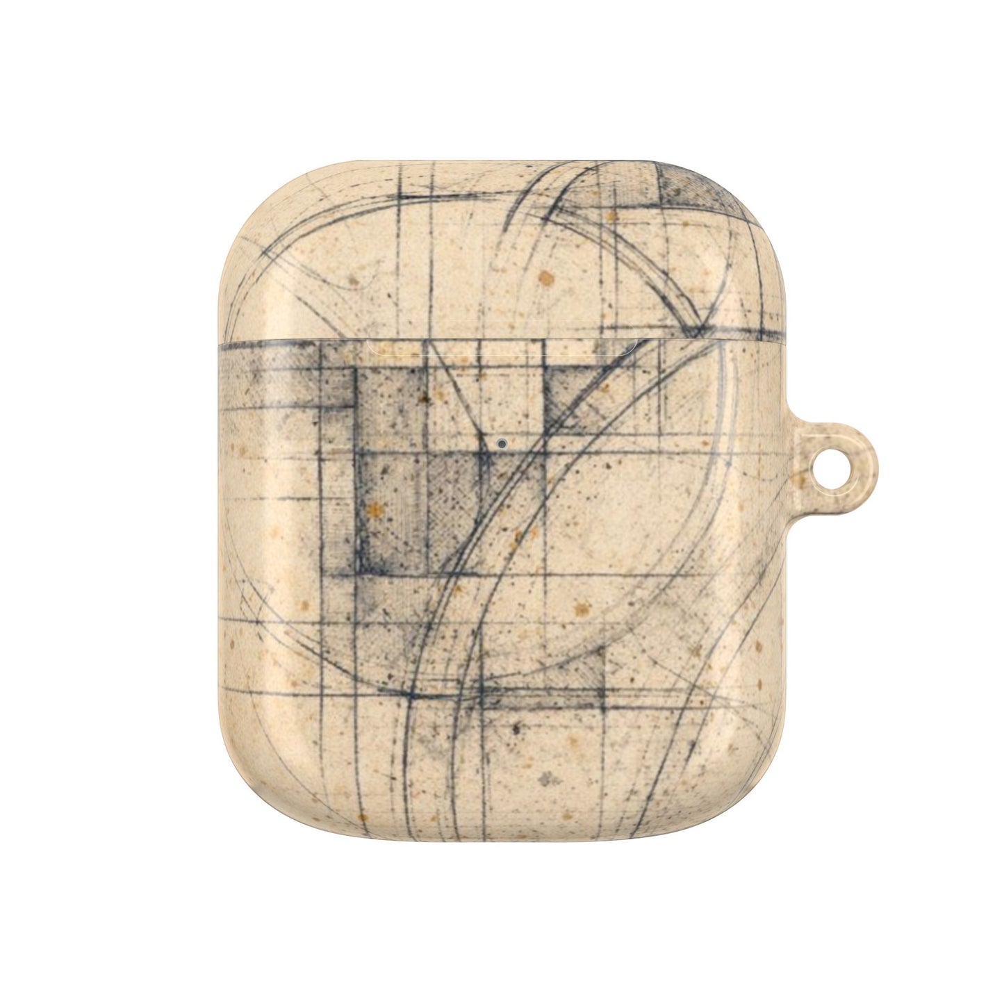 Architectural Parchment Blueprint AirPods Case - Minimalist Technical Sketch Design for Gen 1–4 & Pro