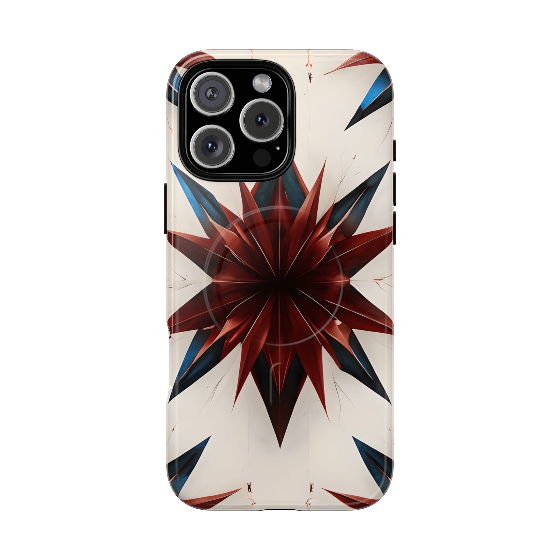 Garnet Starburst - Kaleidoscope Collection Gemstone Floral - iPhone 16 Pro Max MagSafe Phone Case -Floral Burst Design