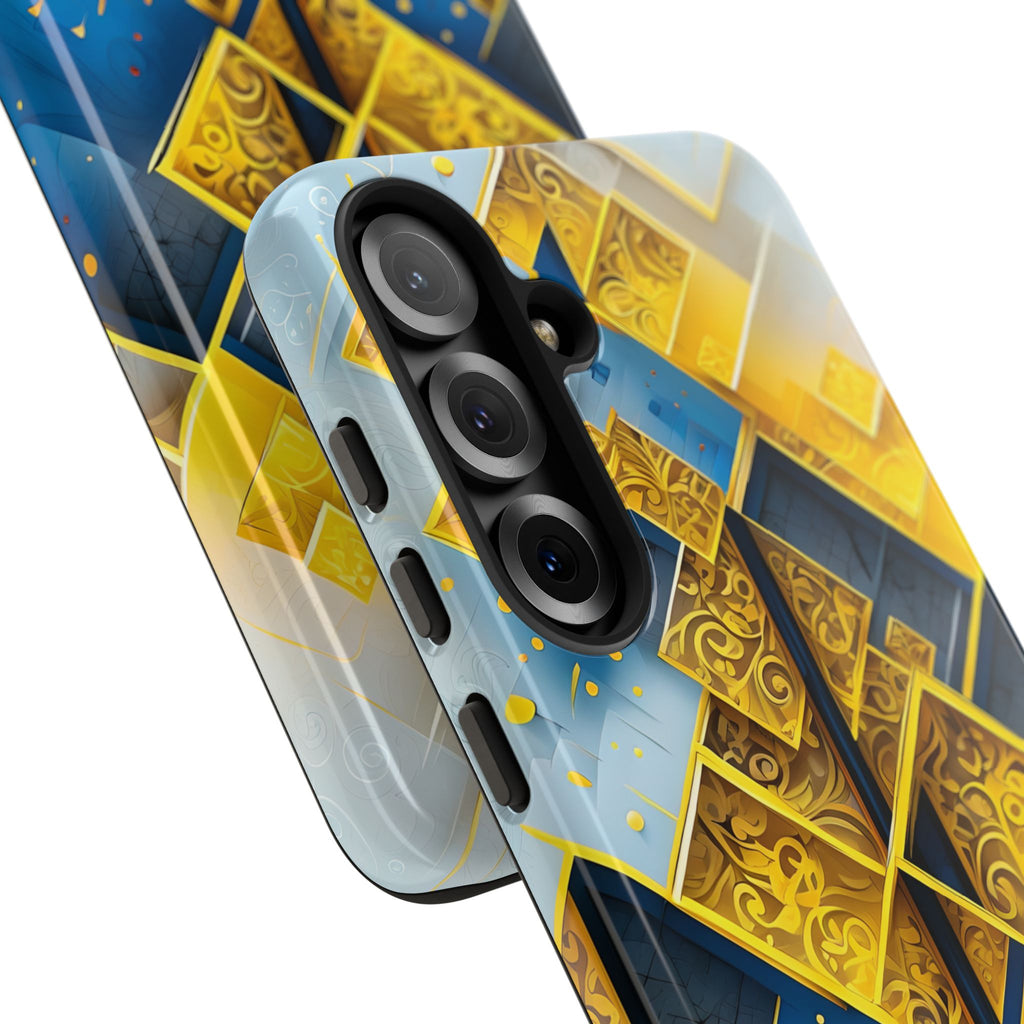 Golden Ascent Luxe Geometric Samsung Galaxy S25 Plus Tough Case - Elegant Abstract Gold Design