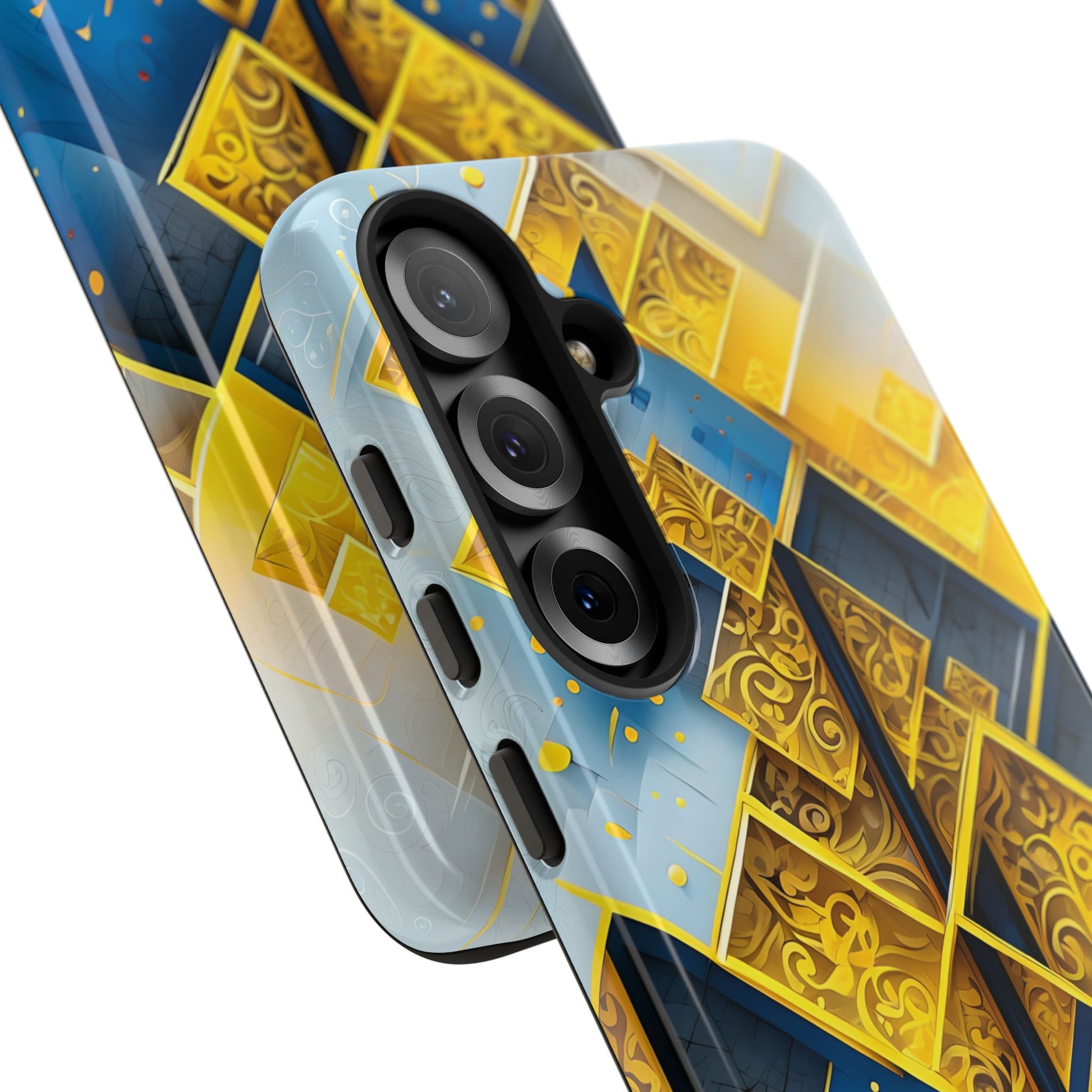 Golden Ascent Luxe Geometric Samsung Galaxy S25 Plus Tough Case - Elegant Abstract Gold Design