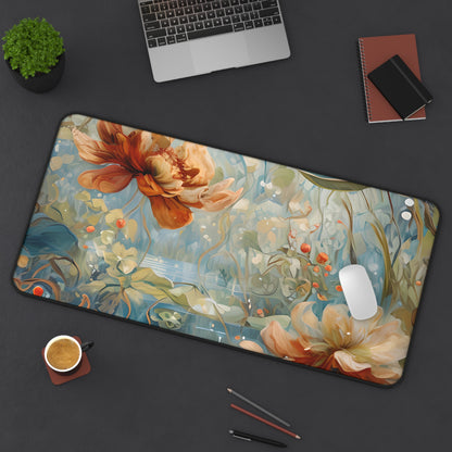 Waterlily Dreamscape Designer Desk Mat - Premium Office Desk Pad, 3 Sizes Available, Artistic Workspace Protection