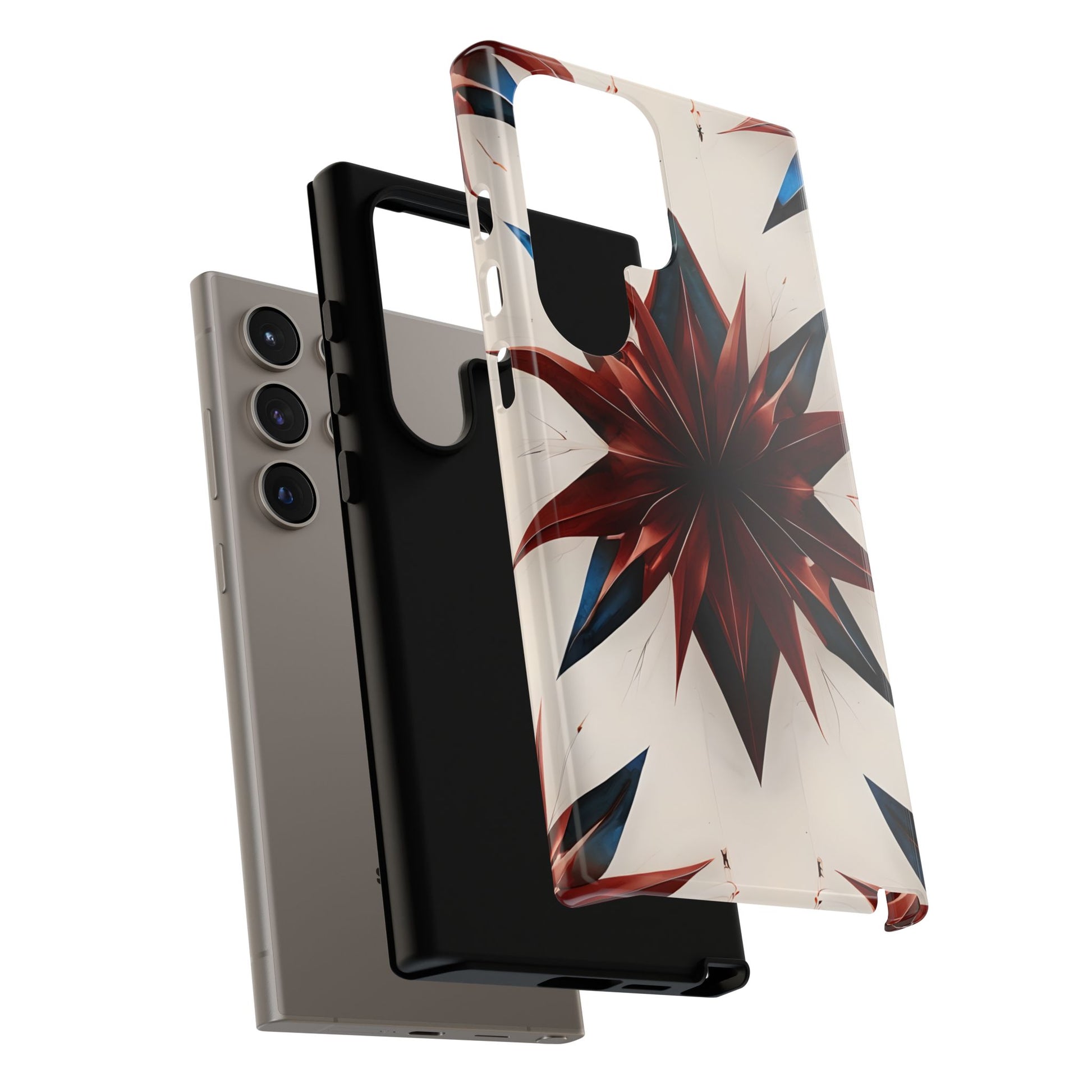 Garnet Starburst - Kaleidoscope Collection Gemstone Floral - Samsung Galaxy S24 Ultra Tough Phone Case - Floral Burst Design