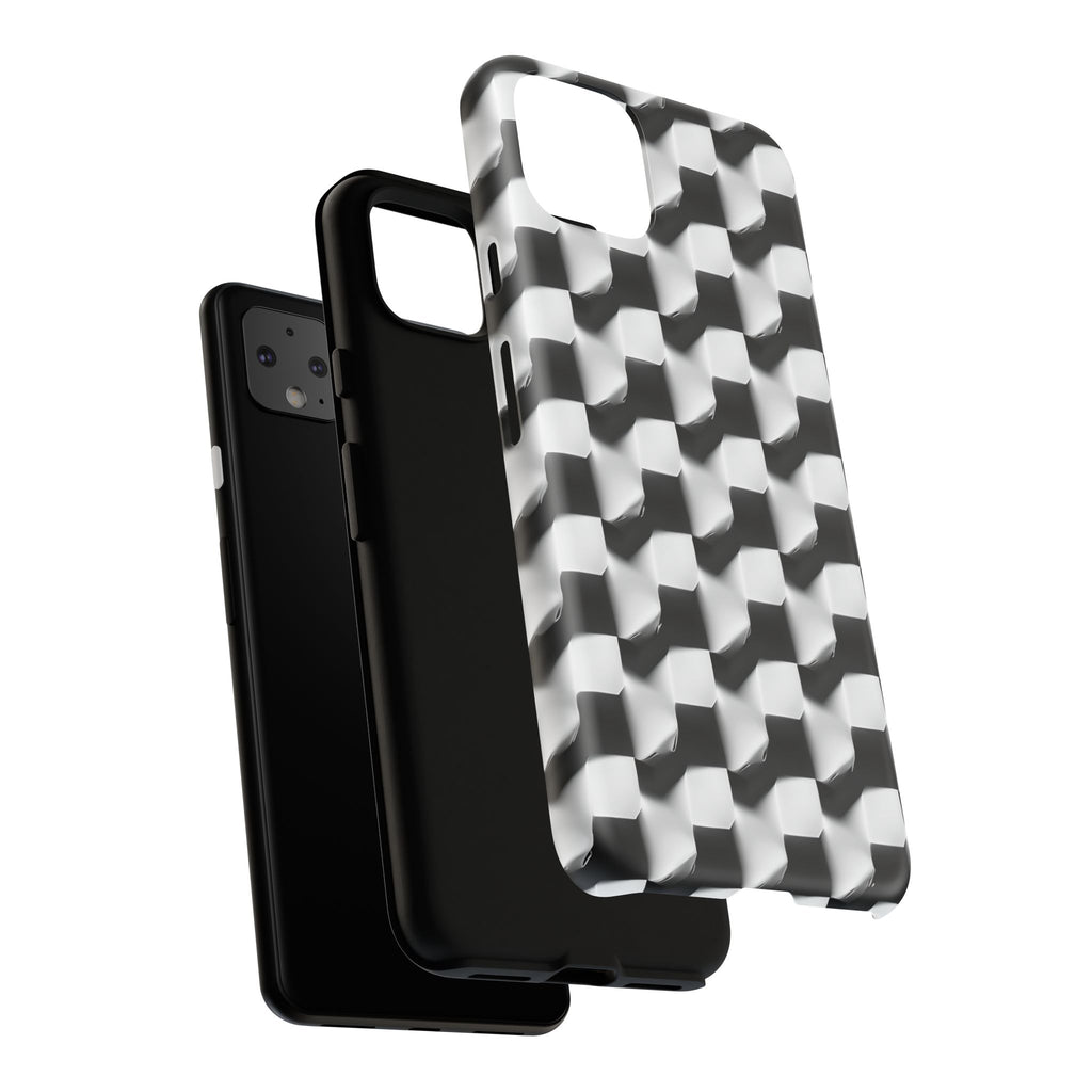 Monochrome Grid Tough Case for Google Pixel 4XL - Classic Checkerboard, Black & White, Minimalist Trend