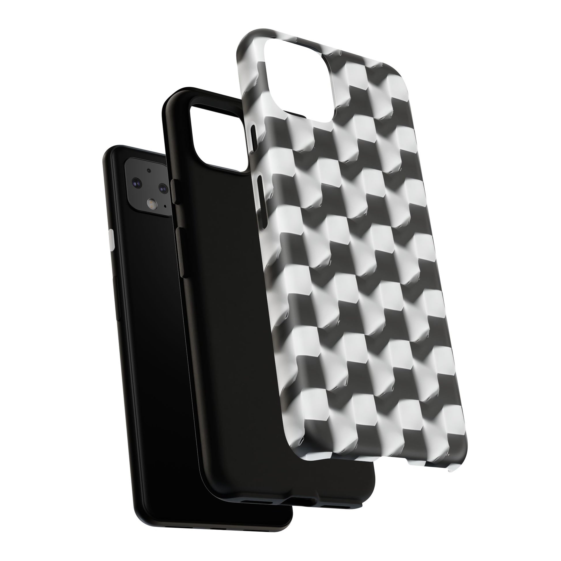 Monochrome Grid Tough Case for Google Pixel 4XL - Classic Checkerboard, Black & White, Minimalist Trend