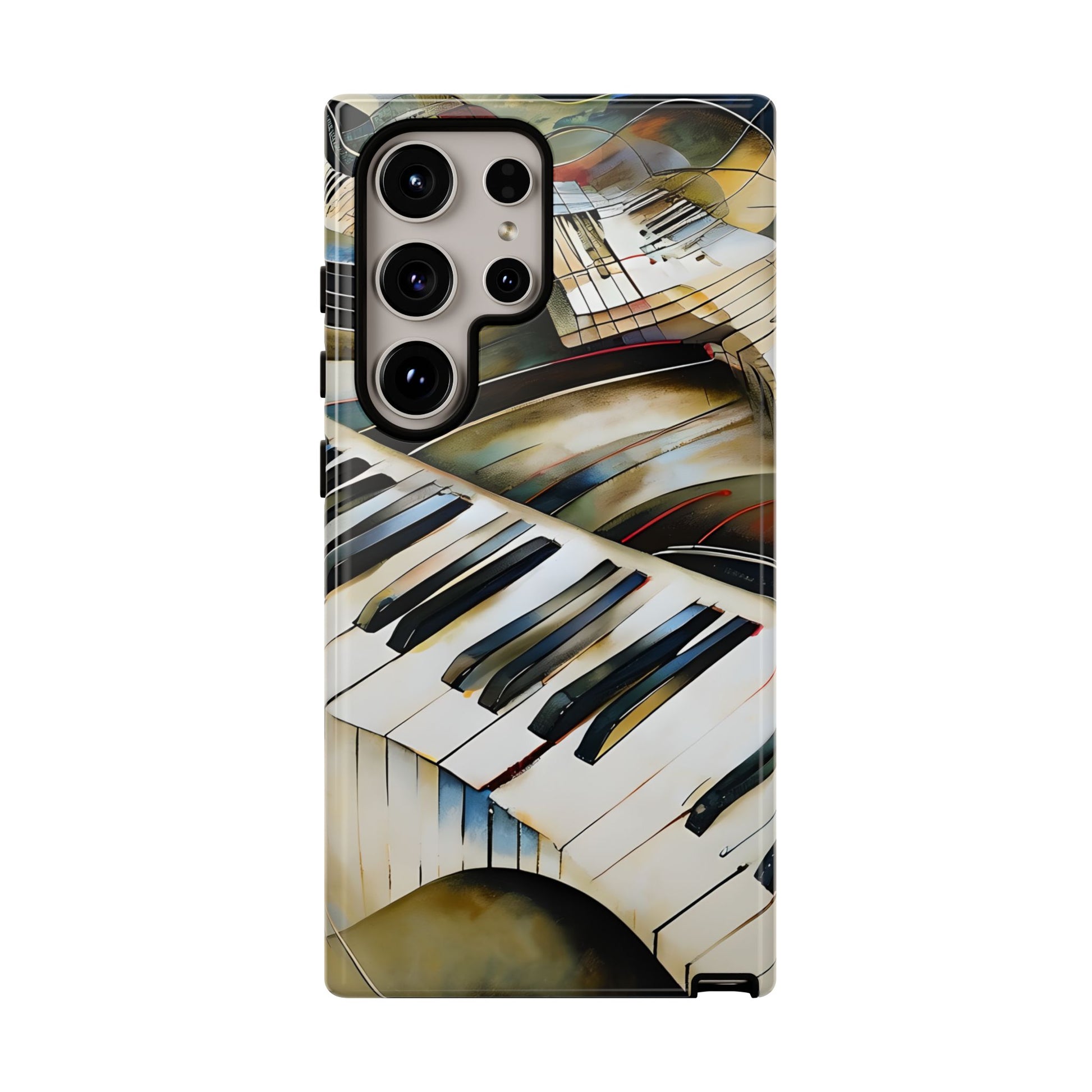 Ivory Cascade Abstract Keyboard Music Tough Case for Samsung Galaxy S24 Ultra - Shockproof Phone Cover