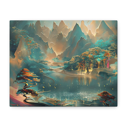 Misty Horizon - Tranquil Landscape Horizontal Wall Art in Cool Neutrals