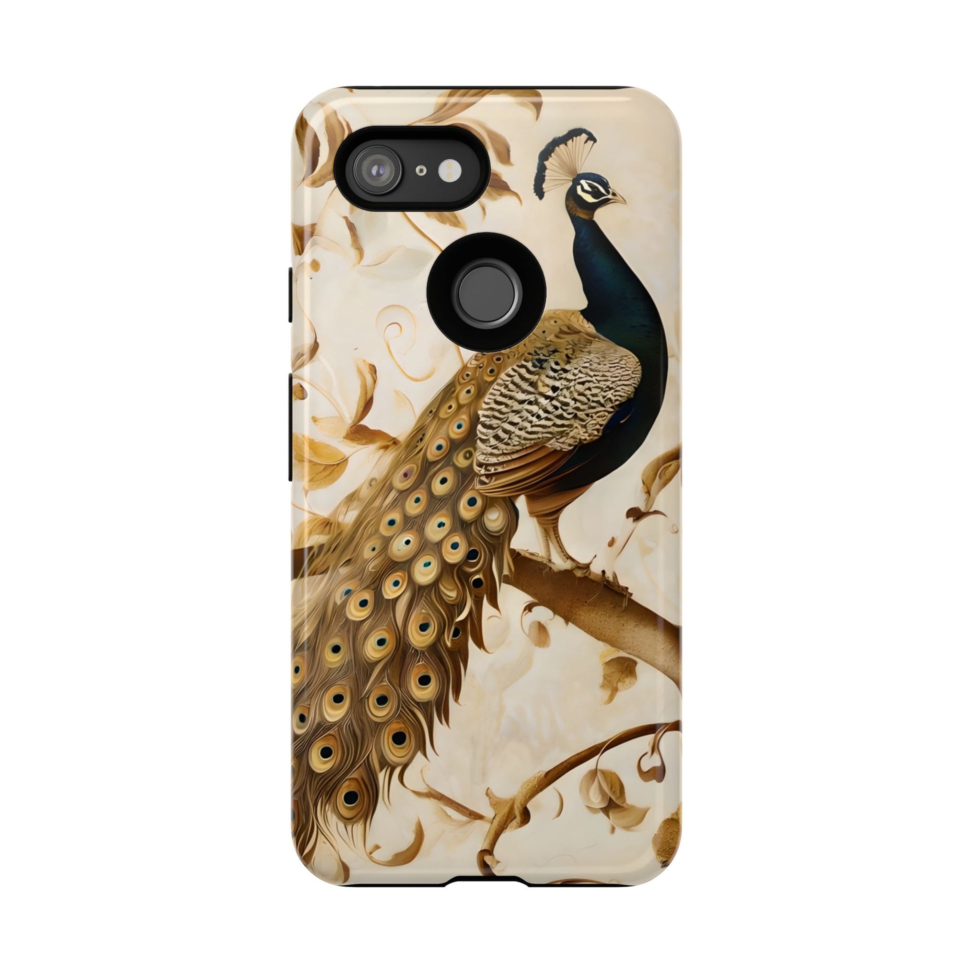 Golden Plumage - Luxe Peacock Art Google Pixel 3 Phone Case - Elegant Gold & Cream Design