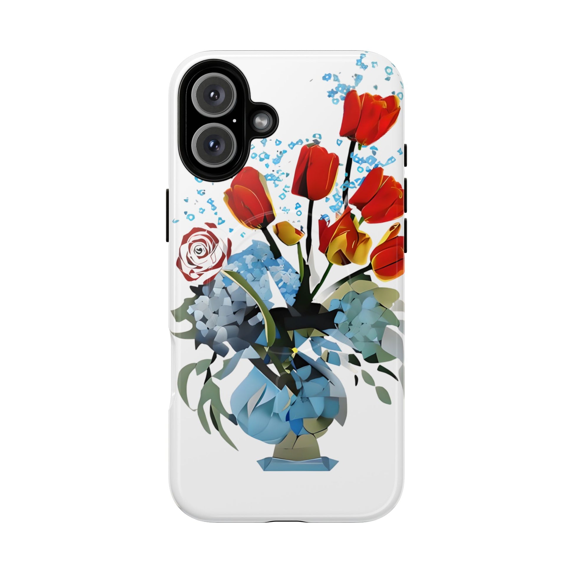 Bouquet Brilliance - Artistic Floral iPhone 16 Plus MagSafe Phone Case - Vibrant Tulip, Rose & Hydrangea Design