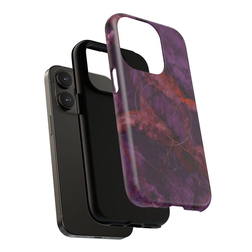 Amethyst Current - Kaleidoscope Collection Artistic Floral Burst - iPhone 14 Pro MagSafe Phone Case - Bold Purple Symmetrical Design