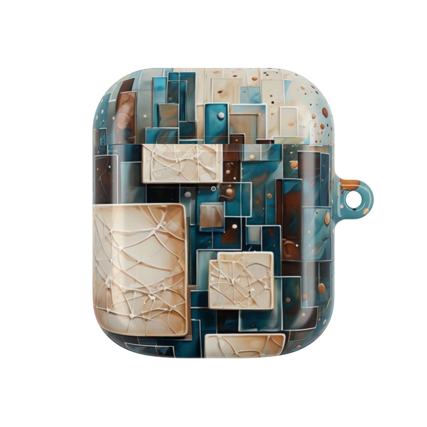Architectural Drift AirPods Case - Modern Geometric Teal & Parchment Design for Gen 1, 2, 3, Pro Gen 1 & 2