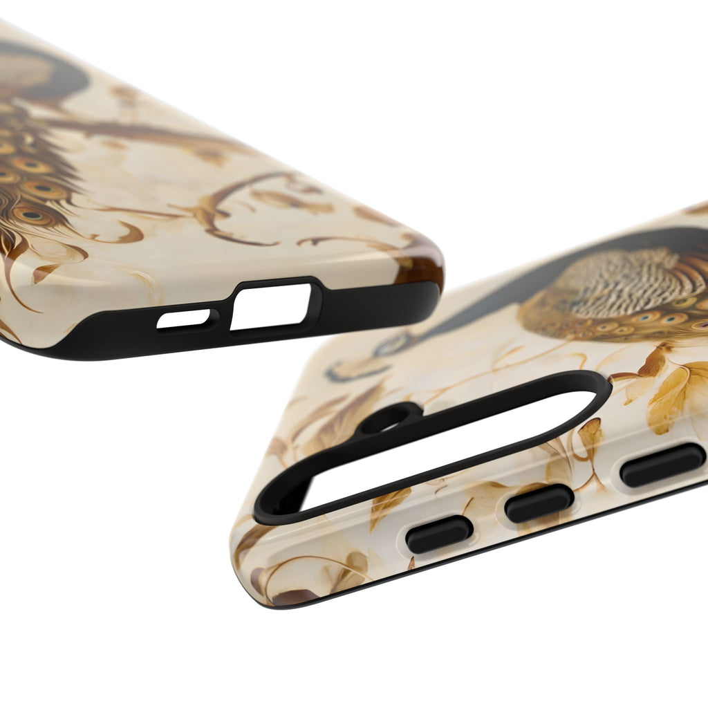 Golden Plumage - Luxe Peacock Art Samsung Galaxy S24 Plus Phone Case - Elegant Gold & Cream Design