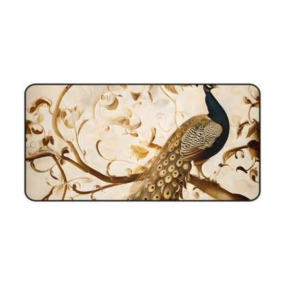 Golden Plumage Desk Mat - Premium Office Desk Pad, 3 Sizes Available, Artistic Workspace Protection