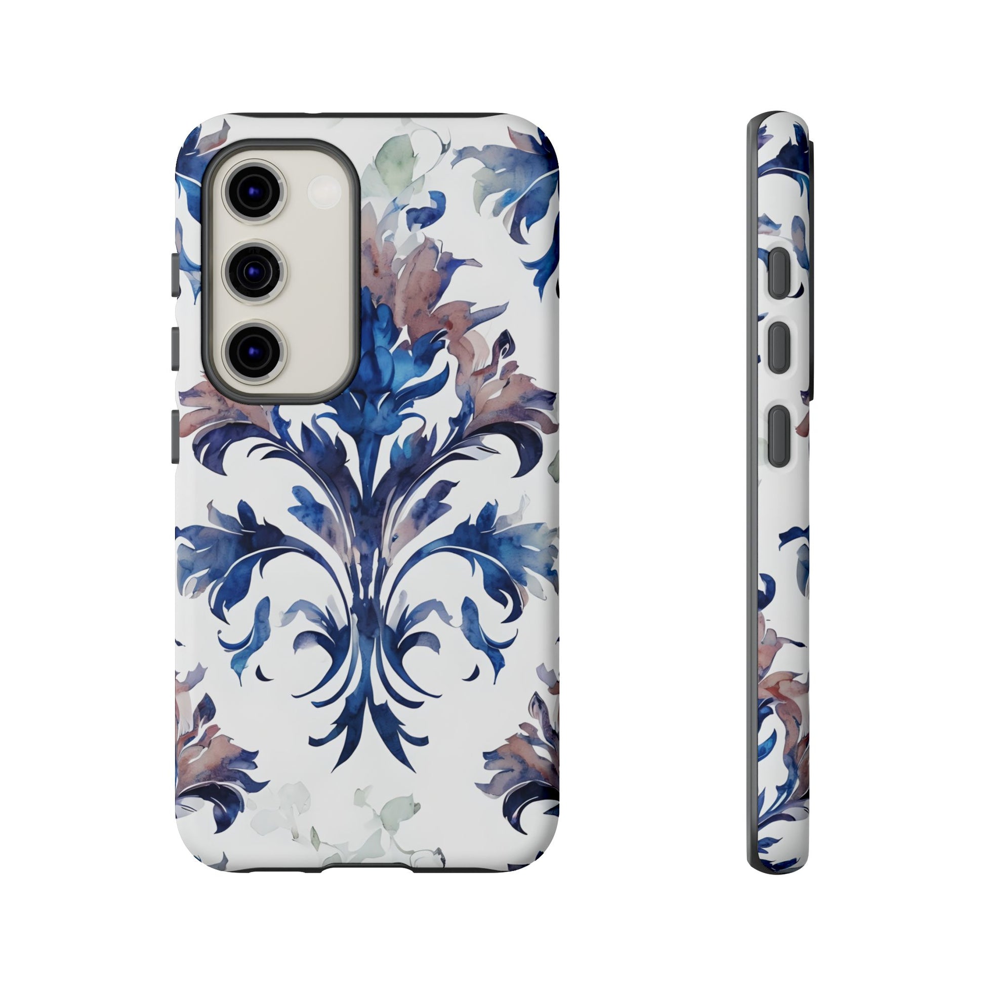 Delft Reverie - Elegant Blue & White Samsung S23 Tough Phone Case - Dutch Delftware-Inspired Floral Design
