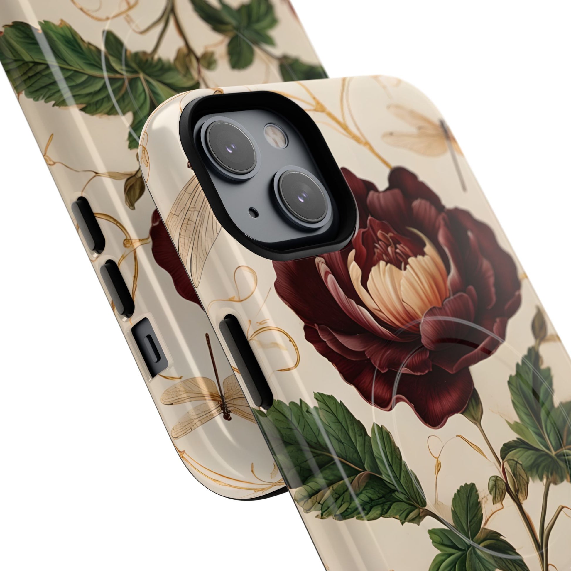 Vintage Burgundy Rose - Elegant Floral iPhone 14 Plus Phone Case - Classic Painterly Rose Design