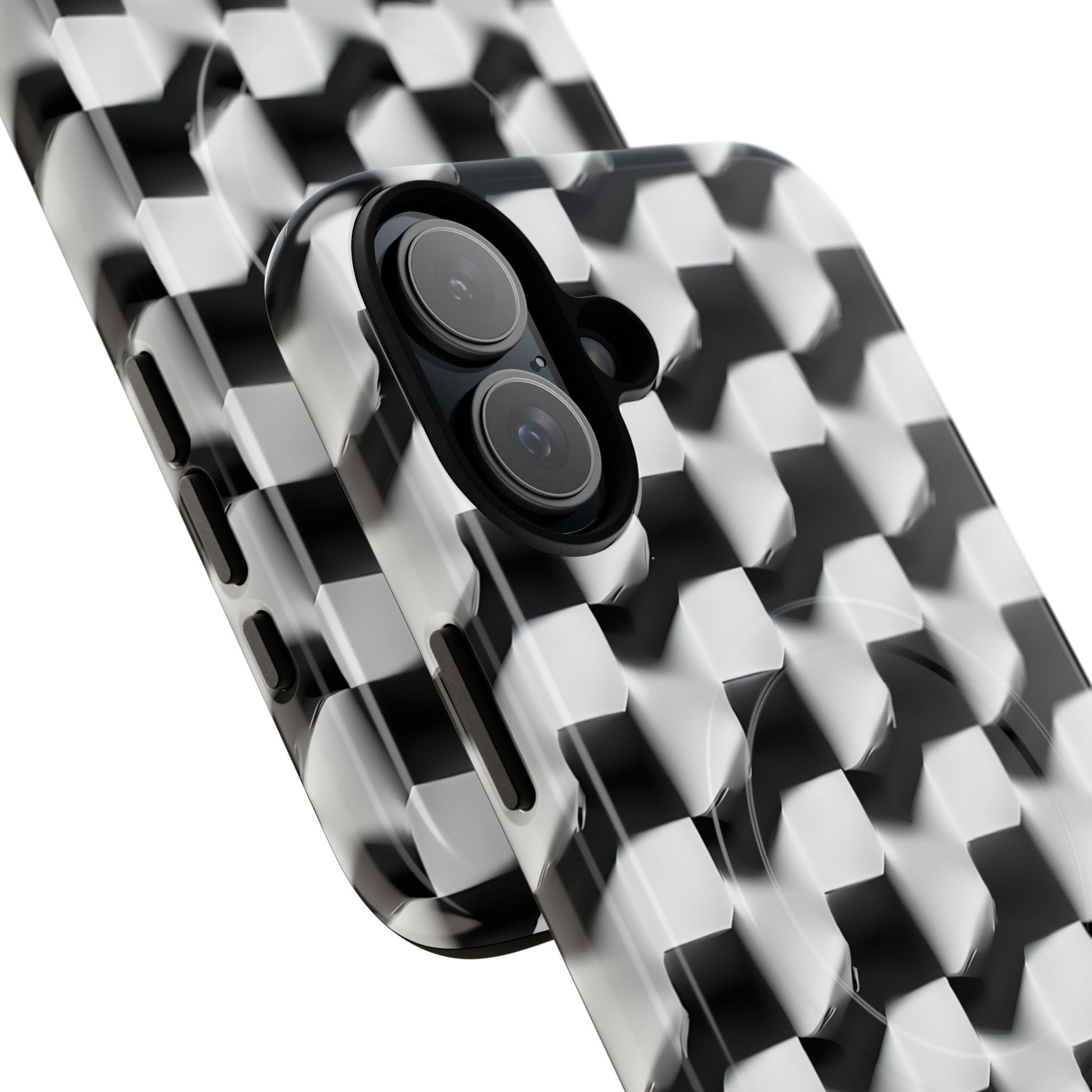 Monochrome Grid - iPhone 16 Plus MagSafe Phone Case - Bold, Modern Black & White Design