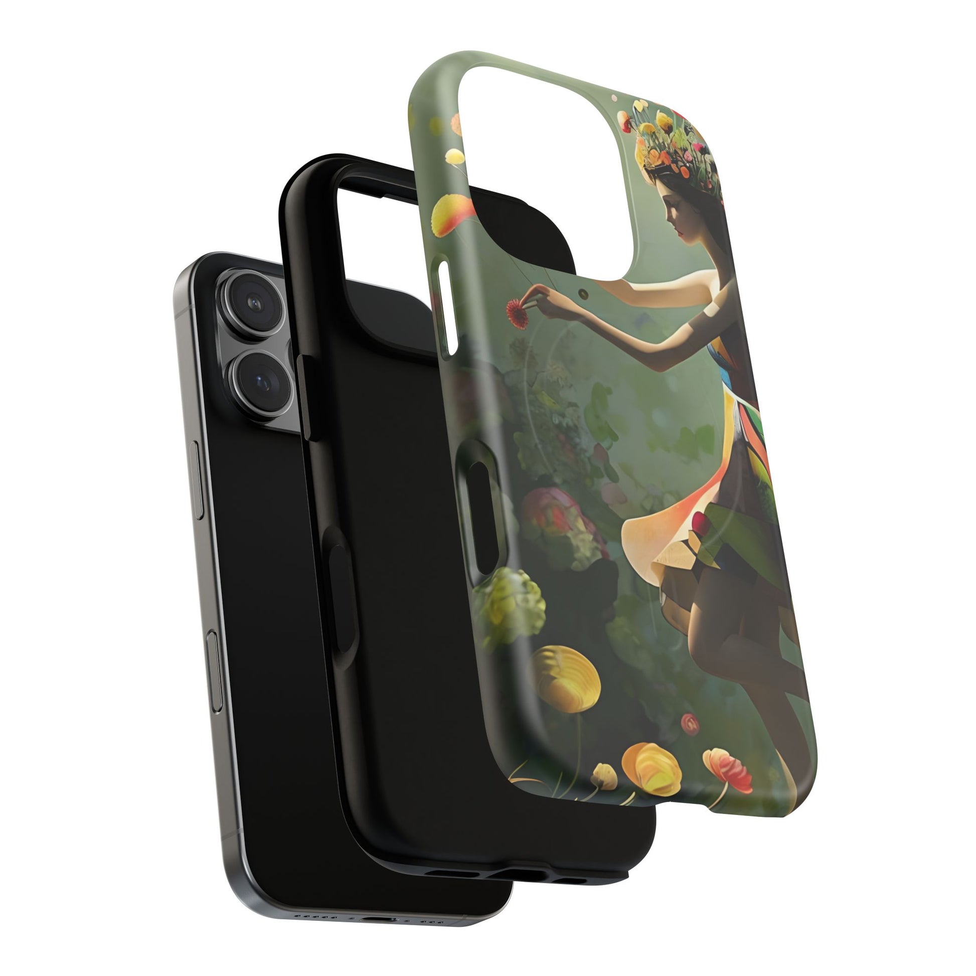 Dancing Wildflower Muse iPhone 16 Pro- Artistic Floral Fantasy Cover - MagSafe Compatible - Whimsical Nature-Inspired Protective Accessory