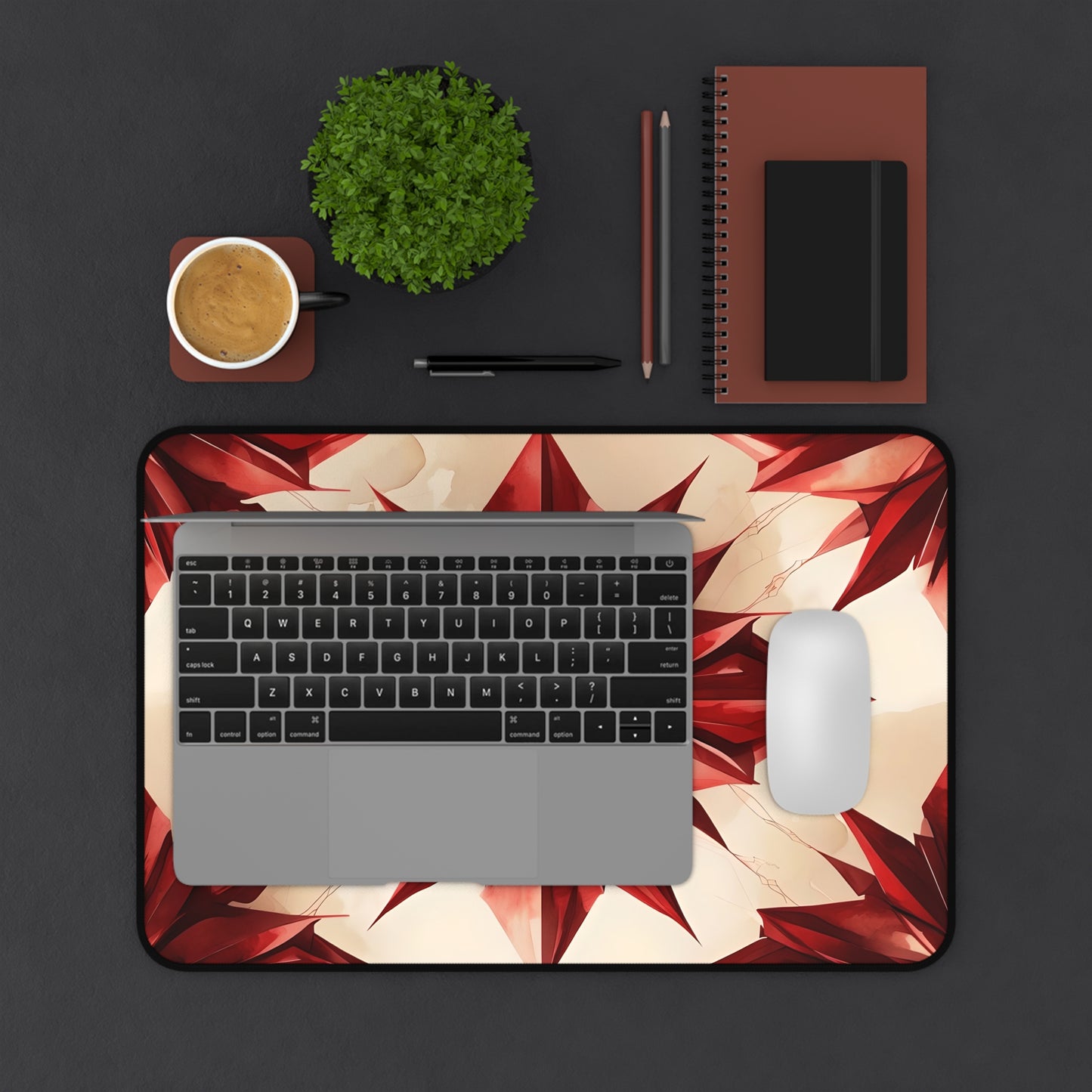 Ruby Compass Designer Desk Mat - Premium Office Desk Pad, 3 Sizes Available, Artistic Workspace Protection