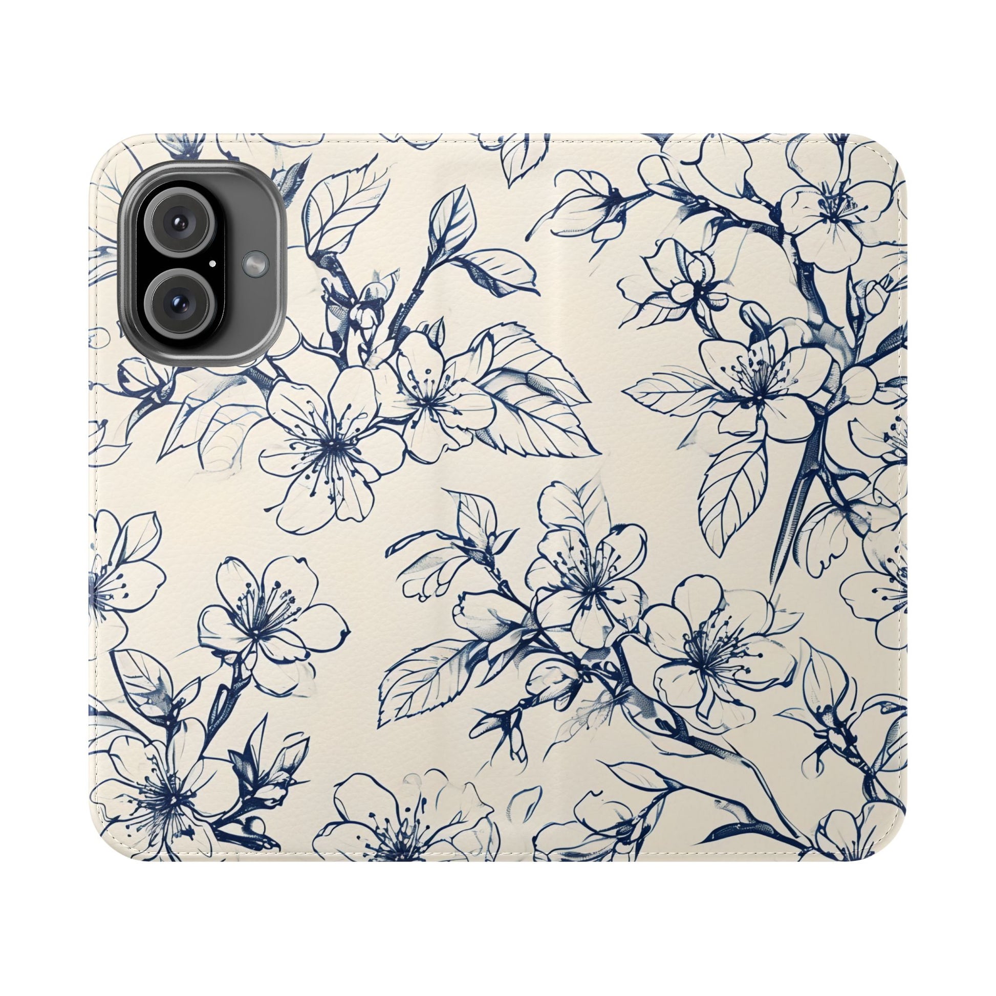 Blossom Sketch - Minimalist Floral Flip Phone Case for iPhone 16