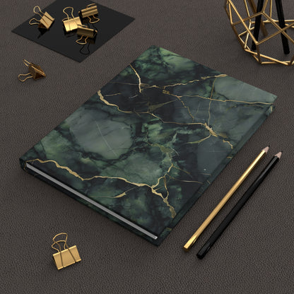 Verdant Vein hardcover journal on desk with pencils and stationery