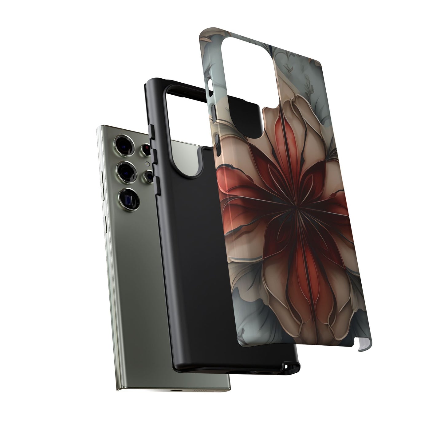 Ember Bloom red floral Samsung Galaxy tough phone case dual layer protection