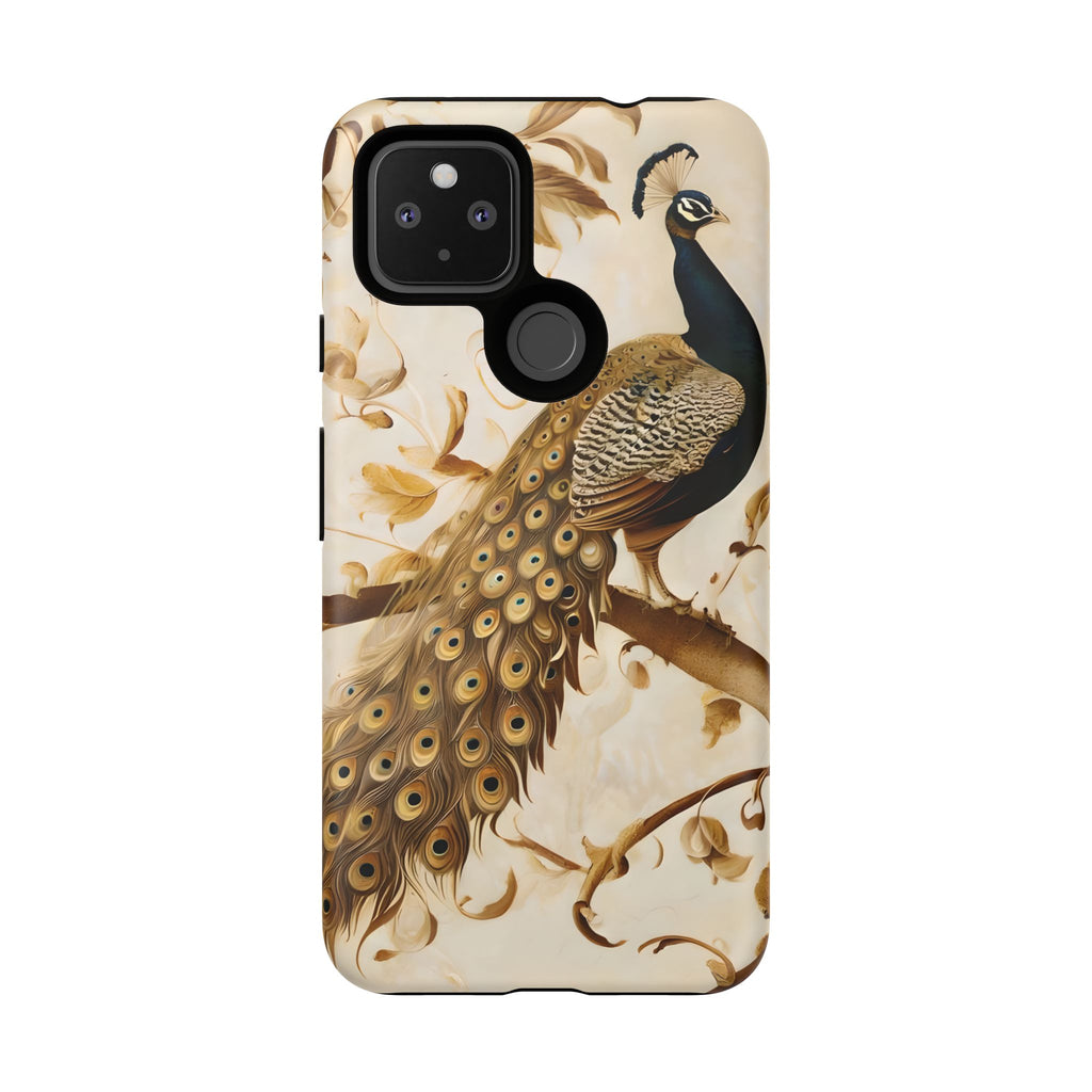 Golden Plumage - Luxe Peacock Art Google Pixel 4a 5G Phone Case - Elegant Gold & Cream Design