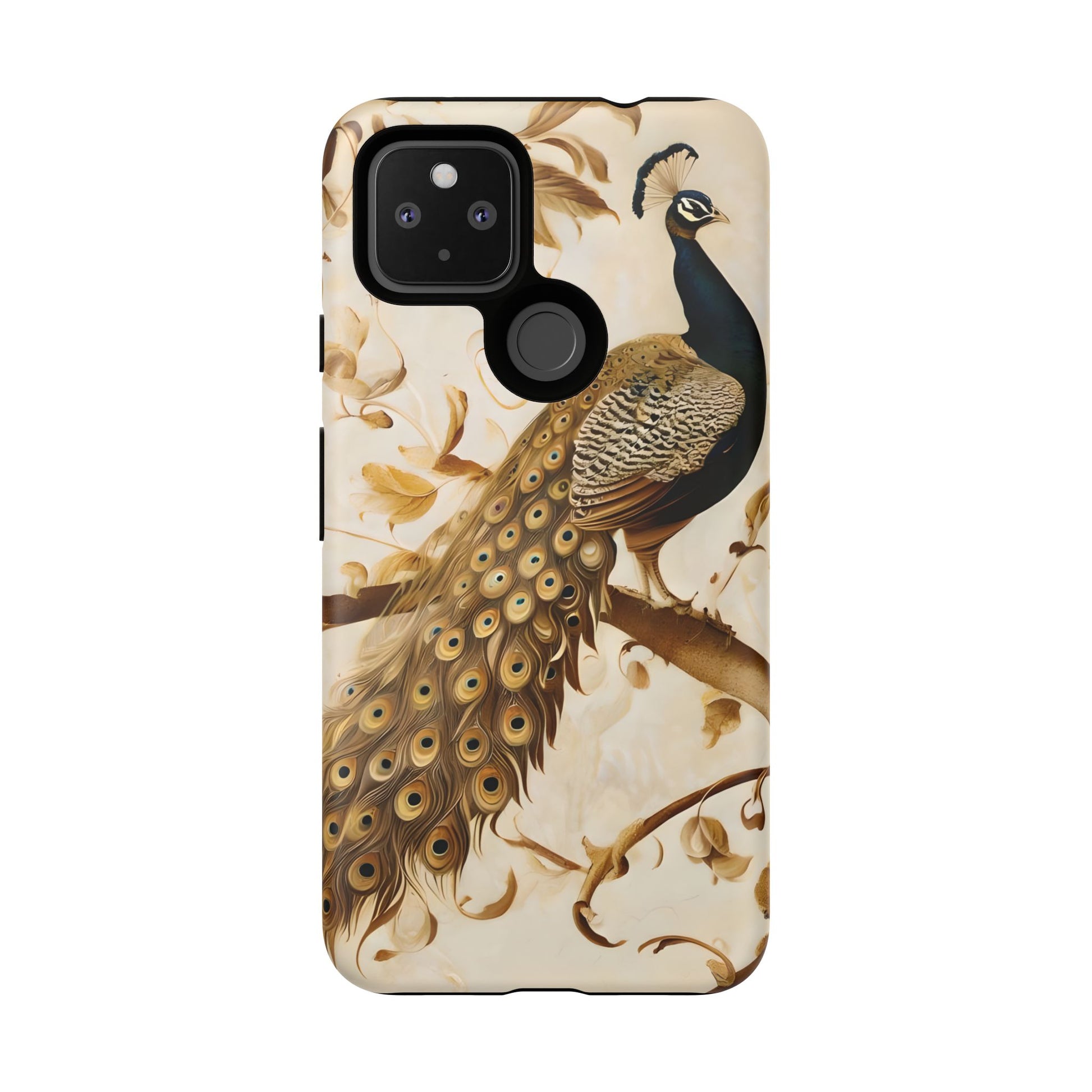 Golden Plumage - Luxe Peacock Art Google Pixel 4a 5G Phone Case - Elegant Gold & Cream Design