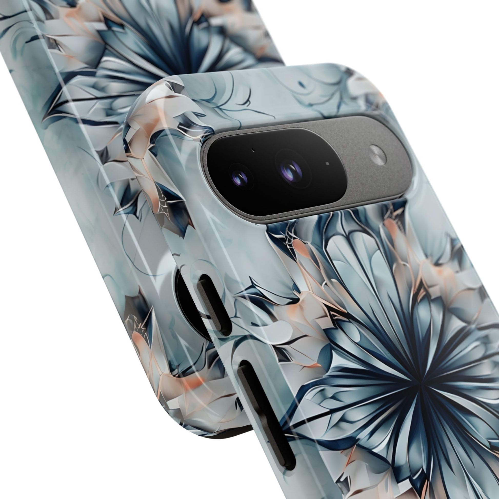Indigo Mirage - Artistic Kaleidoscope Collection Artistic Floral - Google Pixel 9 Tough Phone Case - Bold Indigo Symmetrical Design