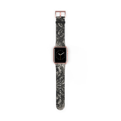 Obsidian Bloom Designer Apple Watch Band - Premium Custom Strap for Series 1-9, SE & Ultra - Artistic Vegan Leather