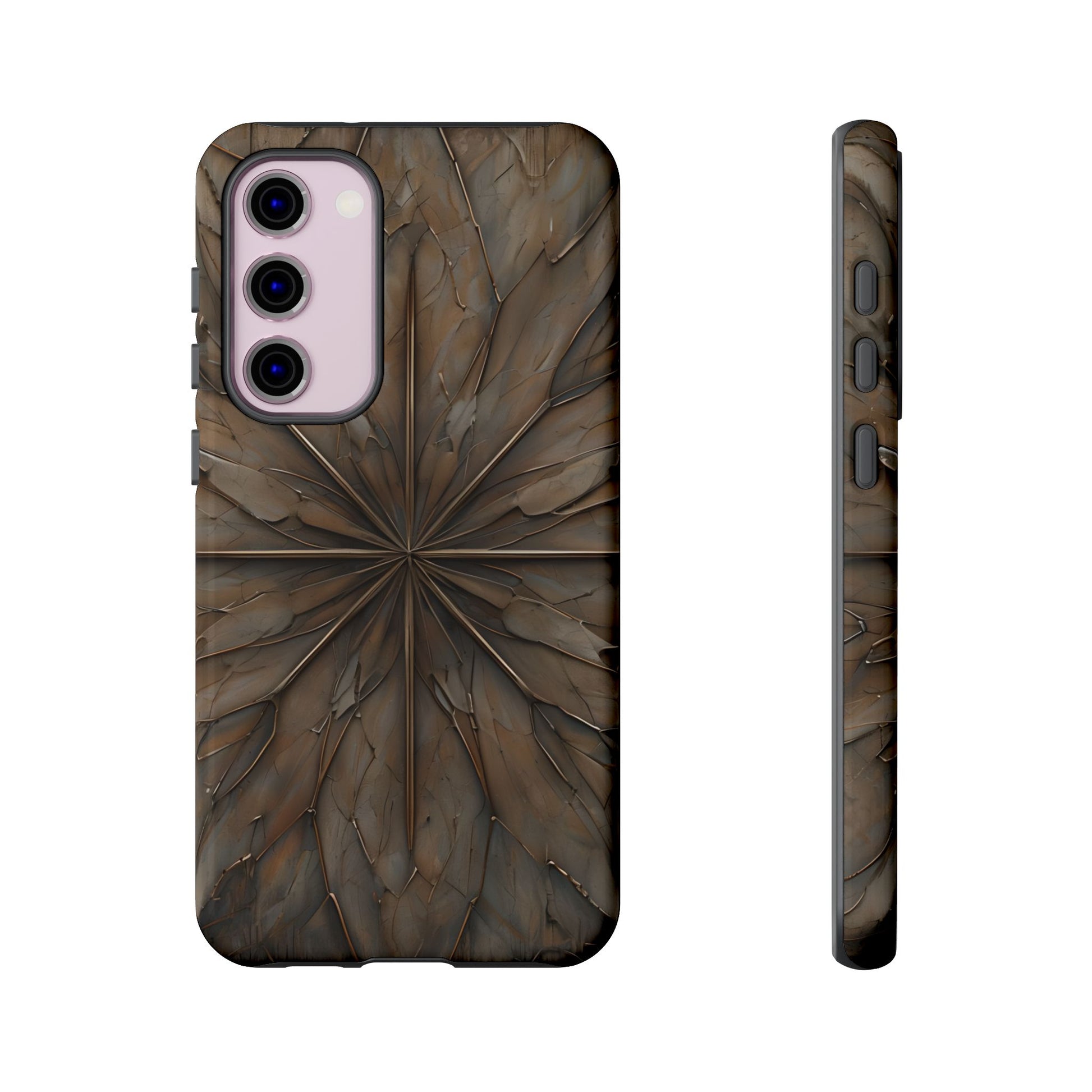 Earthstone Mandala - Kaleidoscope Collection Artistic Taupe Burst - Samsung Galaxy S23 Plus Tough Phone Case