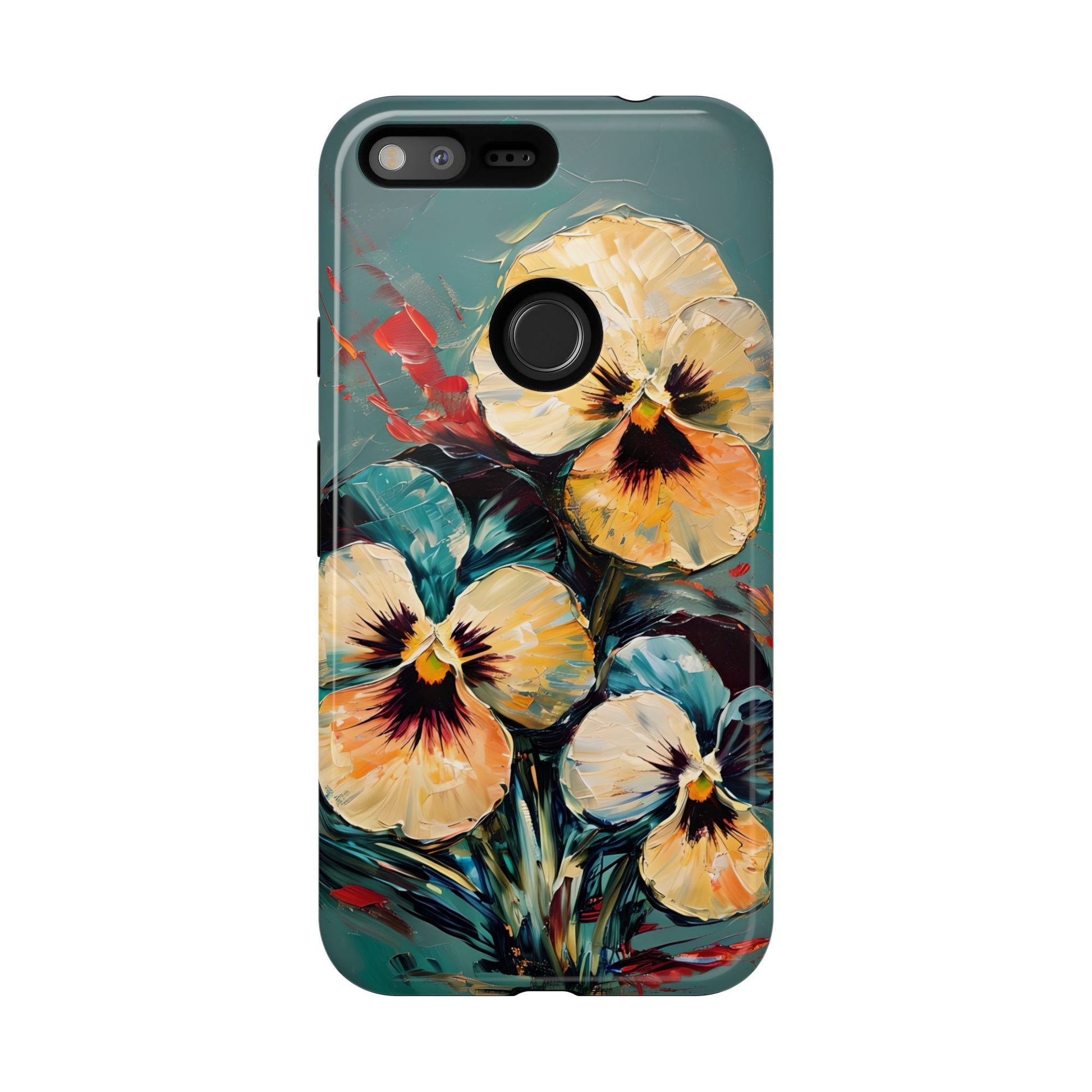 Golden Pansy Cascade Tough Case for Google Pixel XL - Floral Artistic Shockproof Cover, Elegant Protective Phone Case