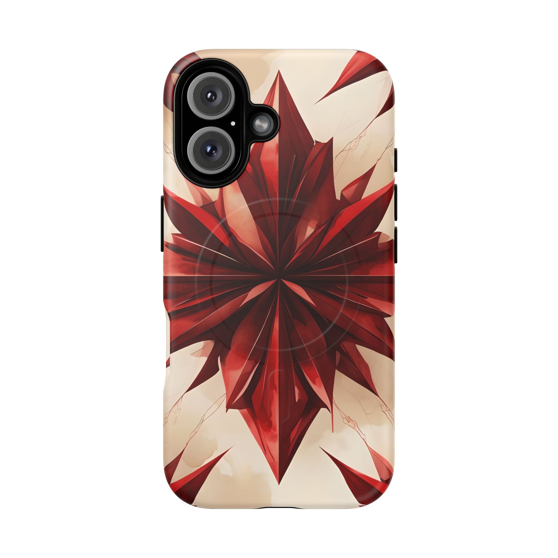 Ruby Compass iPhone 16 MagSafe Phone Case - Bold Red Modern Design