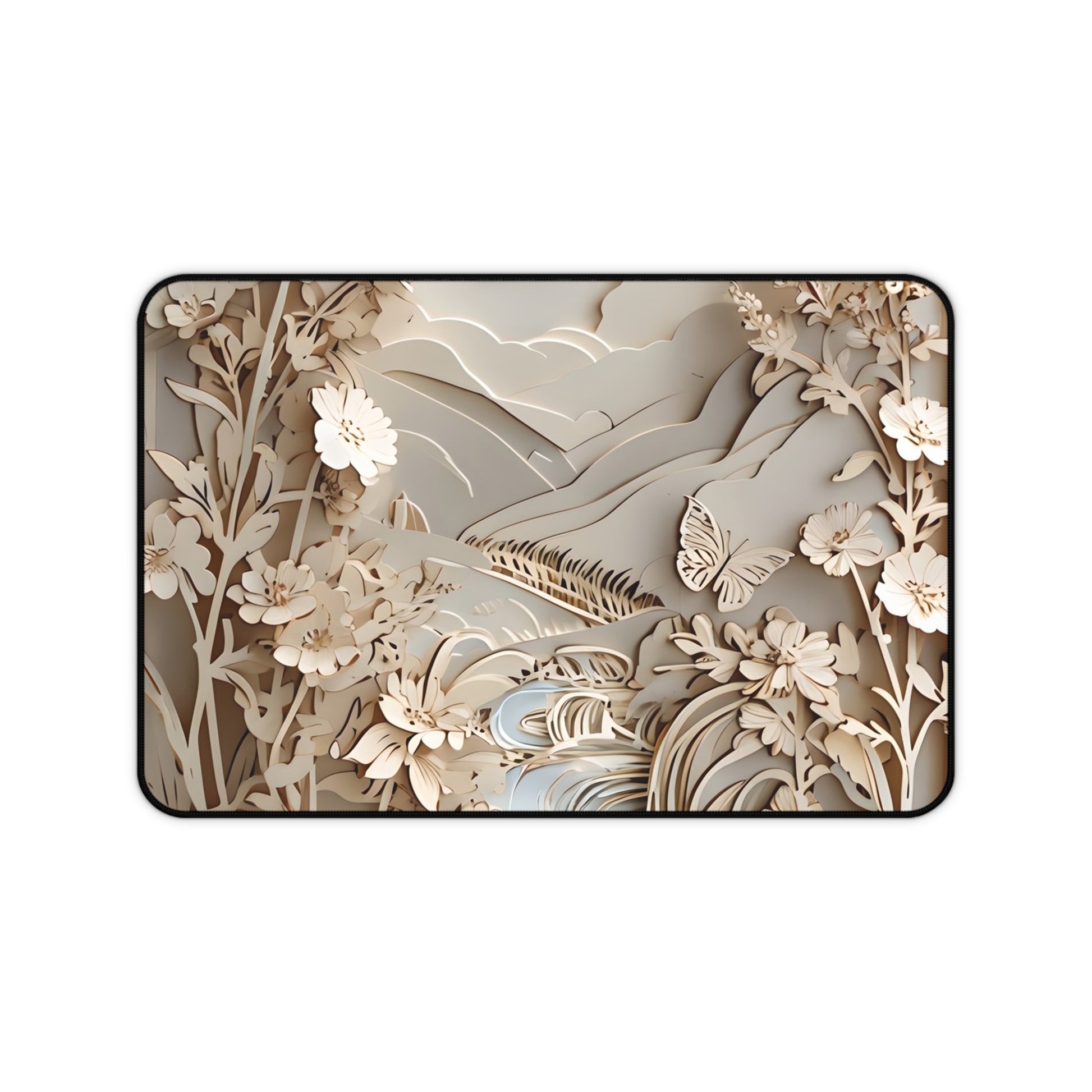 Moonlit Garden Desk Mat - Premium Office Desk Pad, 3 Sizes Available, Textured Illusion on a Smooth Surface