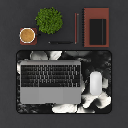 Monochrome Magnolia Desk Mat - Premium Office Desk Pad, 3 Sizes Available, Artistic Workspace Protection