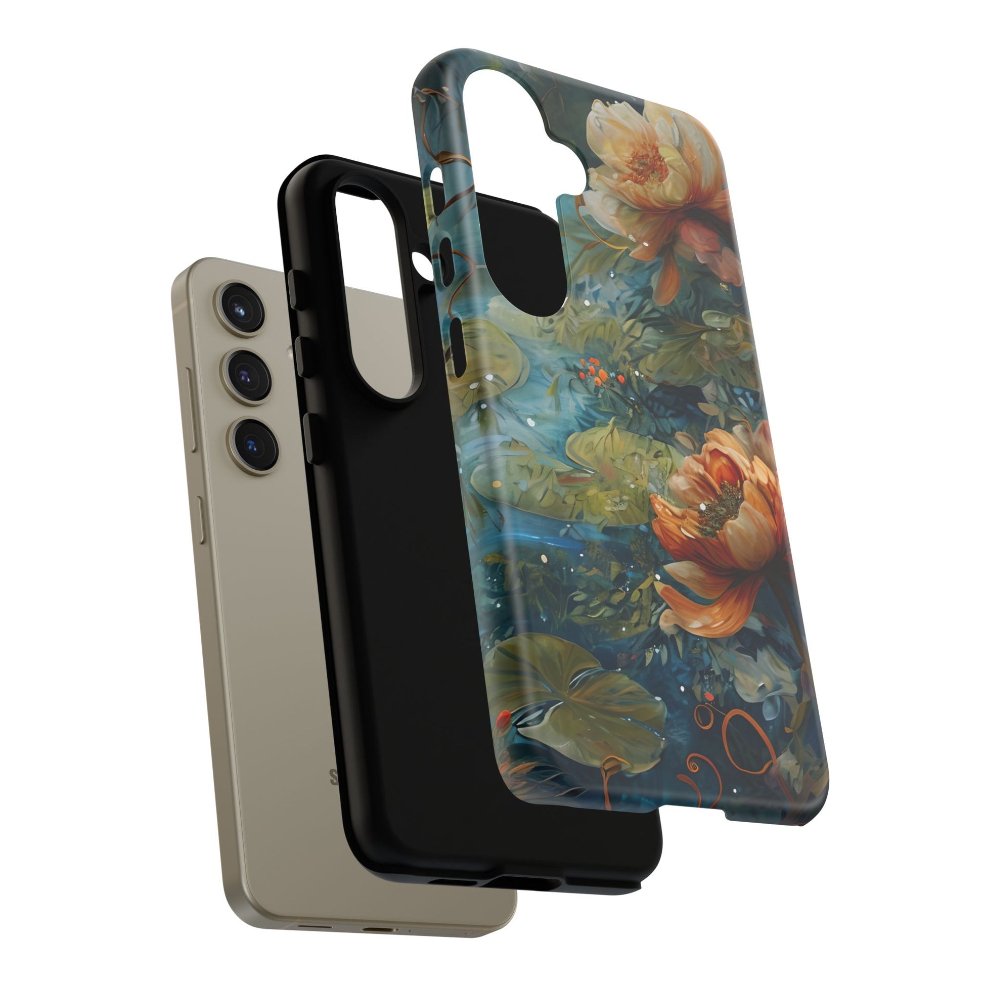 Waterlily Nocturne Samsung Galaxy S24 Case - Artistic Mountain Lake Design, Nature-Inspired Protective Cover, Elegant Gift for Outdoor Lovers