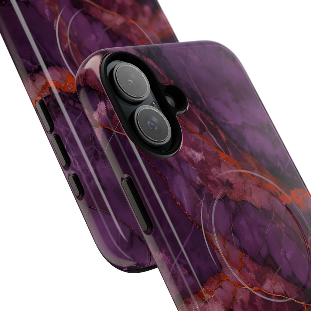 Amethyst Current - Kaleidoscope Collection Artistic Floral Burst - iPhone 16 Plus MagSafe Phone Case - Bold Purple Symmetrical Design