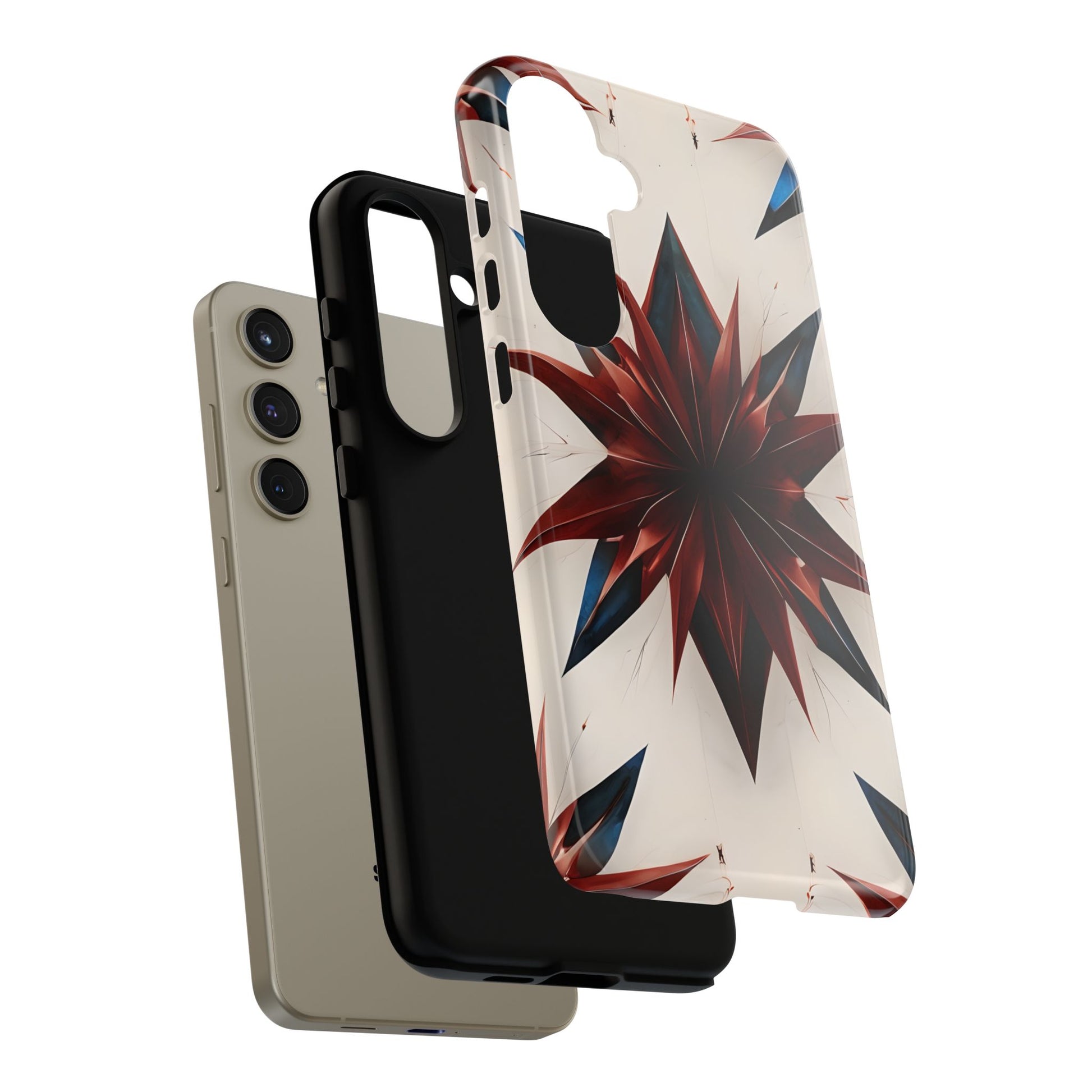 Garnet Starburst - Kaleidoscope Collection Gemstone Floral - Samsung Galaxy S24 Plus Tough Phone Case - Floral Burst Design