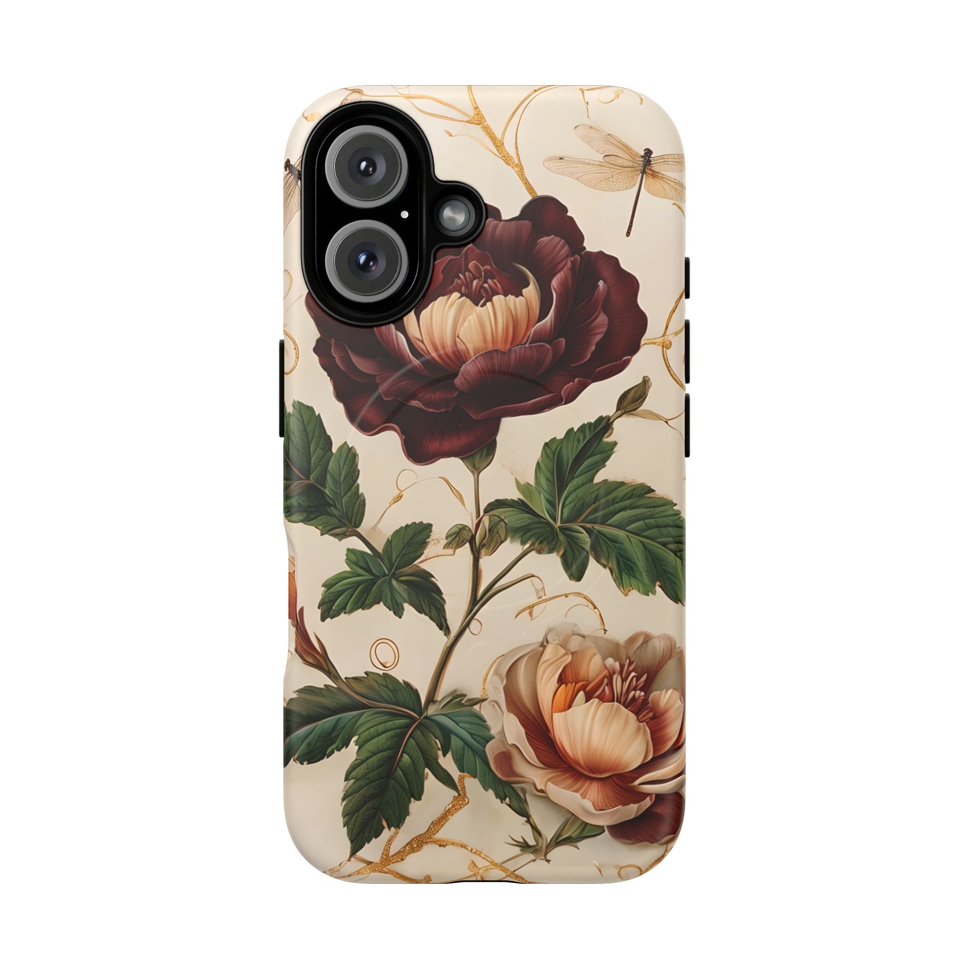 Vintage Burgundy Rose - Elegant Floral iPhone 16 MagSafe Phone Case - Classic Painterly Rose Design