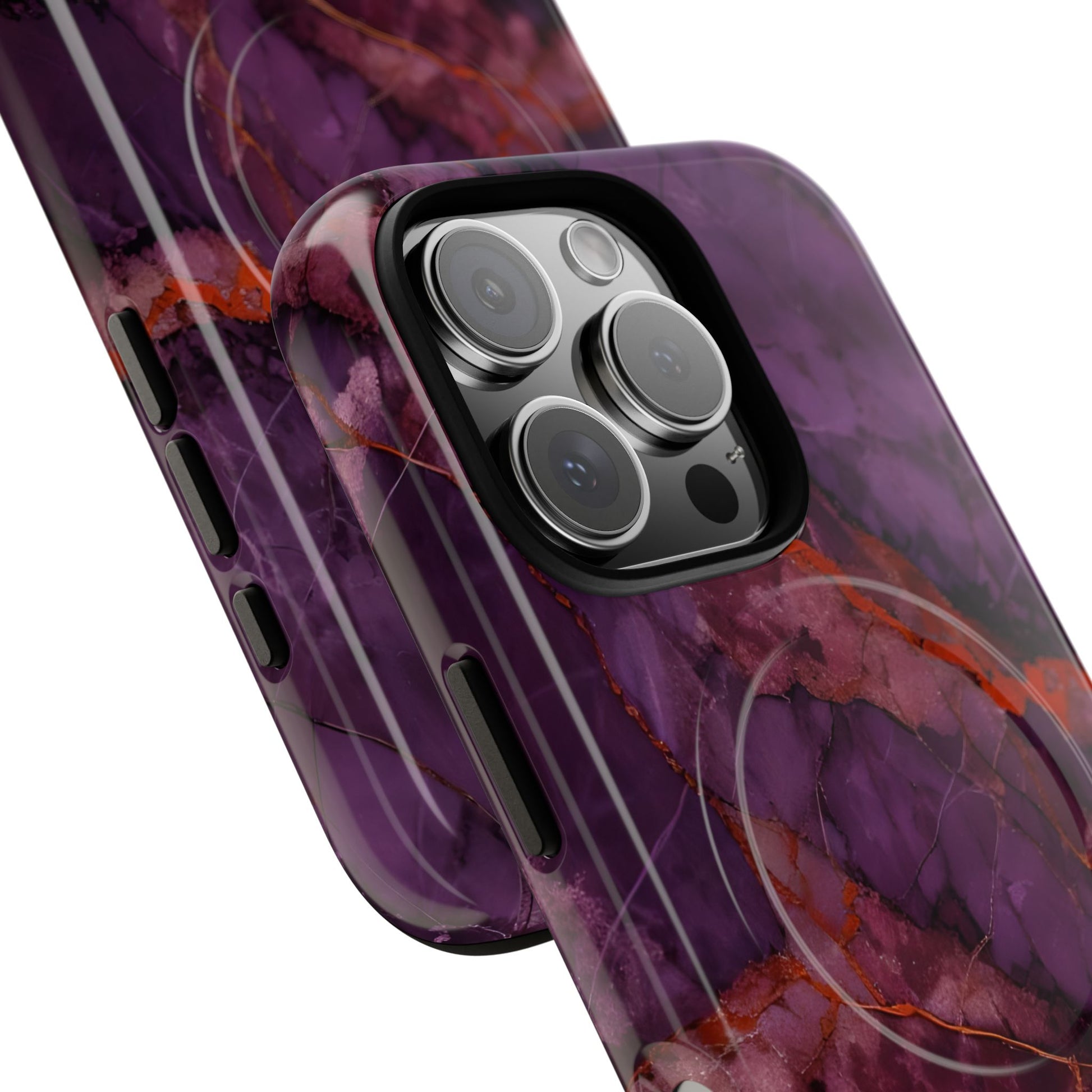 Amethyst Current - Kaleidoscope Collection Artistic Floral Burst - iPhone 16 Pro MagSafe Phone Case - Bold Purple Symmetrical Design